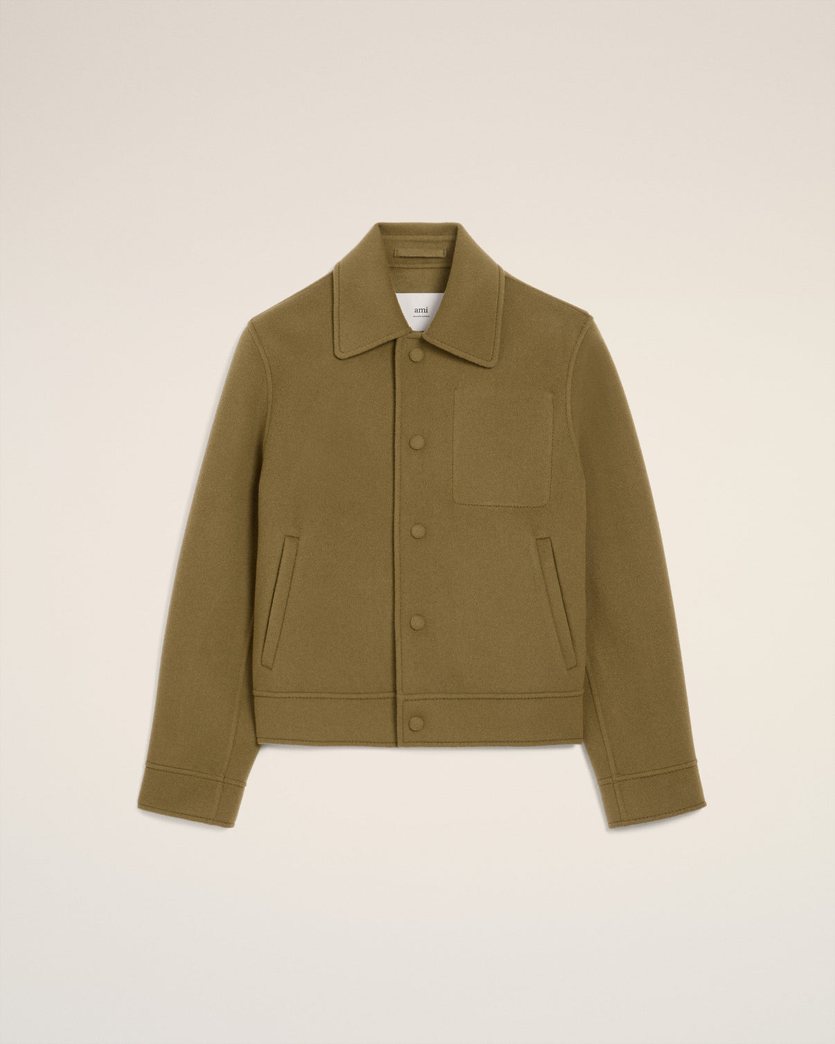 Green Wool Boxy Buttoned Jacket