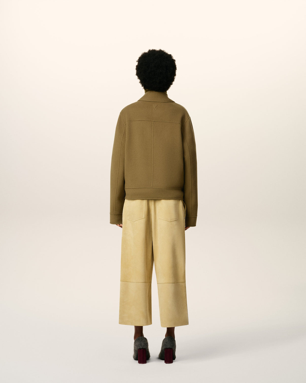 Green Wool Boxy Buttoned Jacket