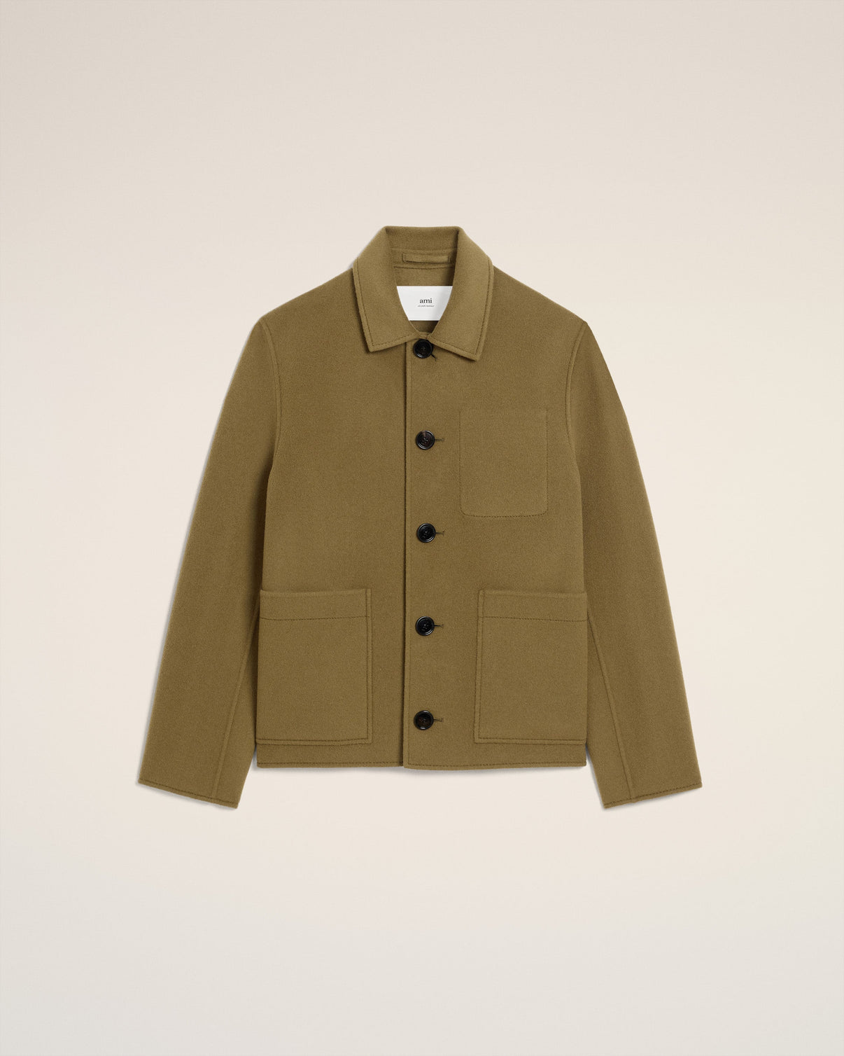 Green Wool Boxy Buttoned Jacket