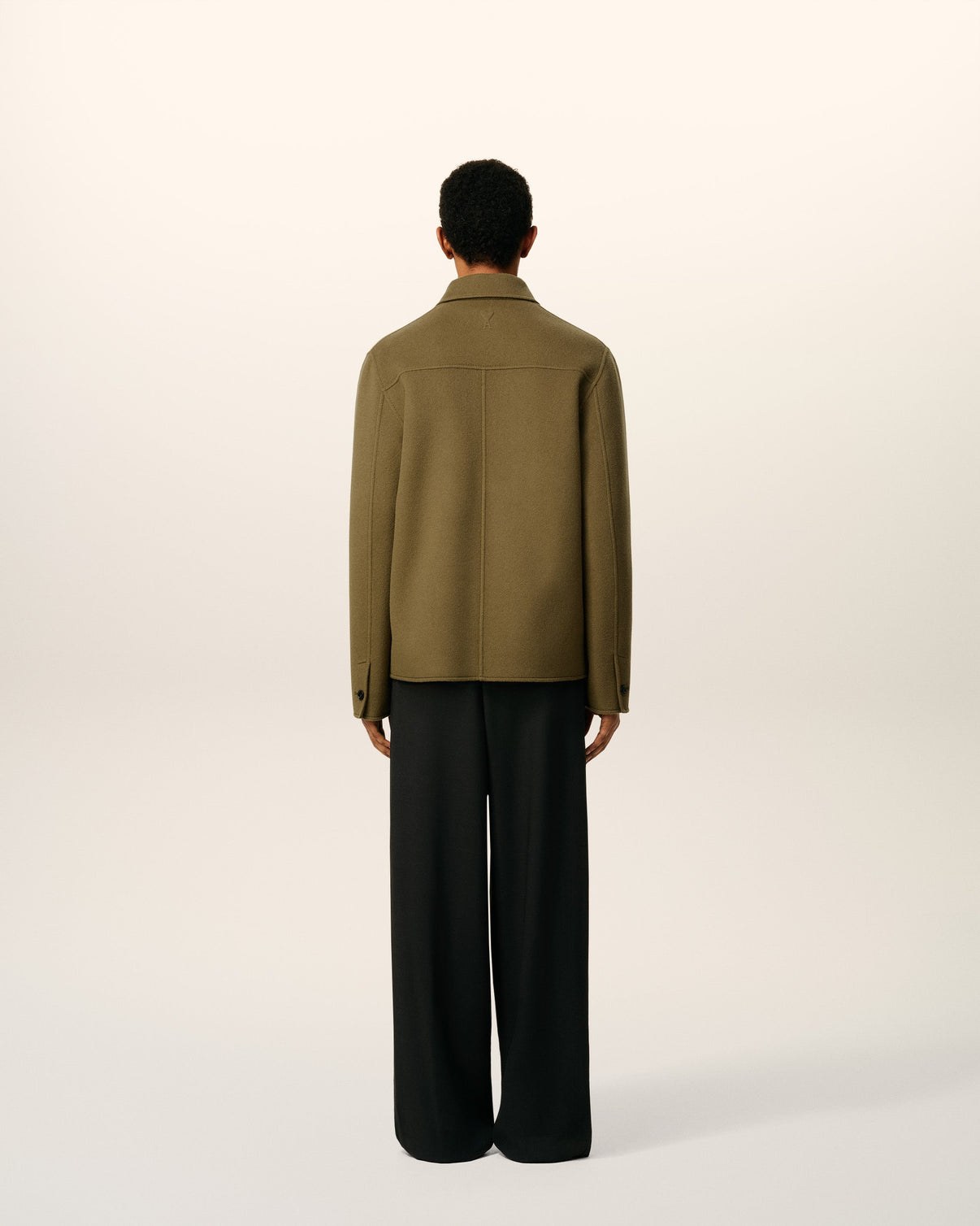Green Wool Boxy Buttoned Jacket