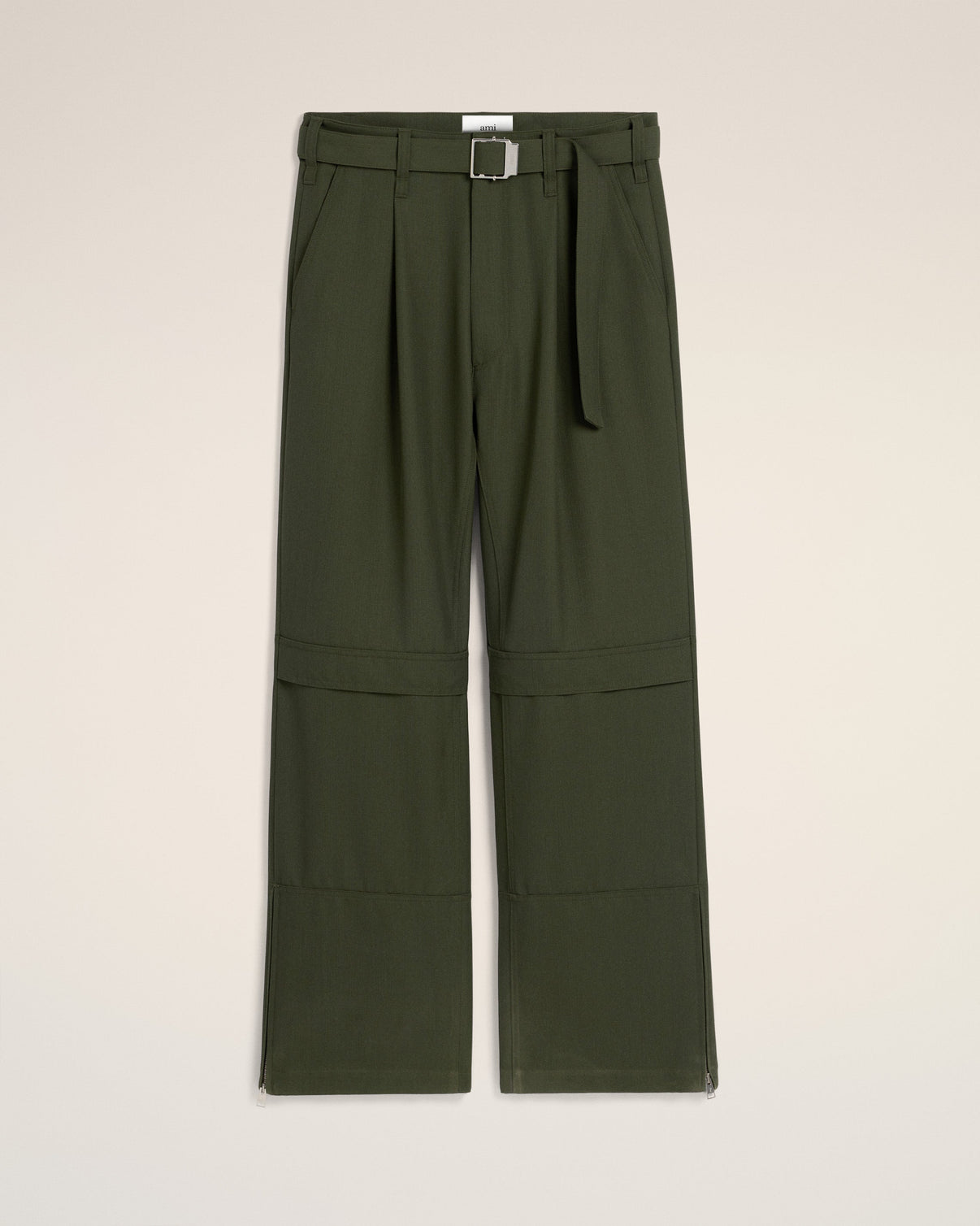 Green Wool Cargo Trousers