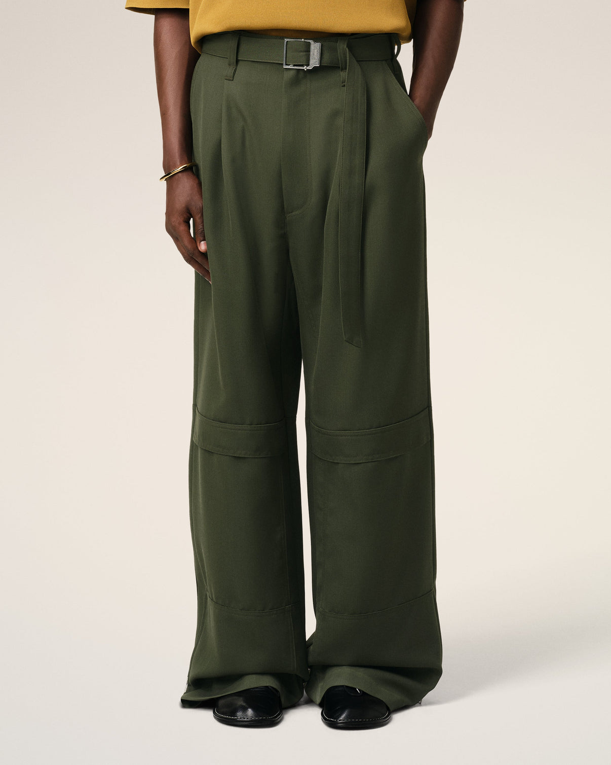 Green Wool Cargo Trousers