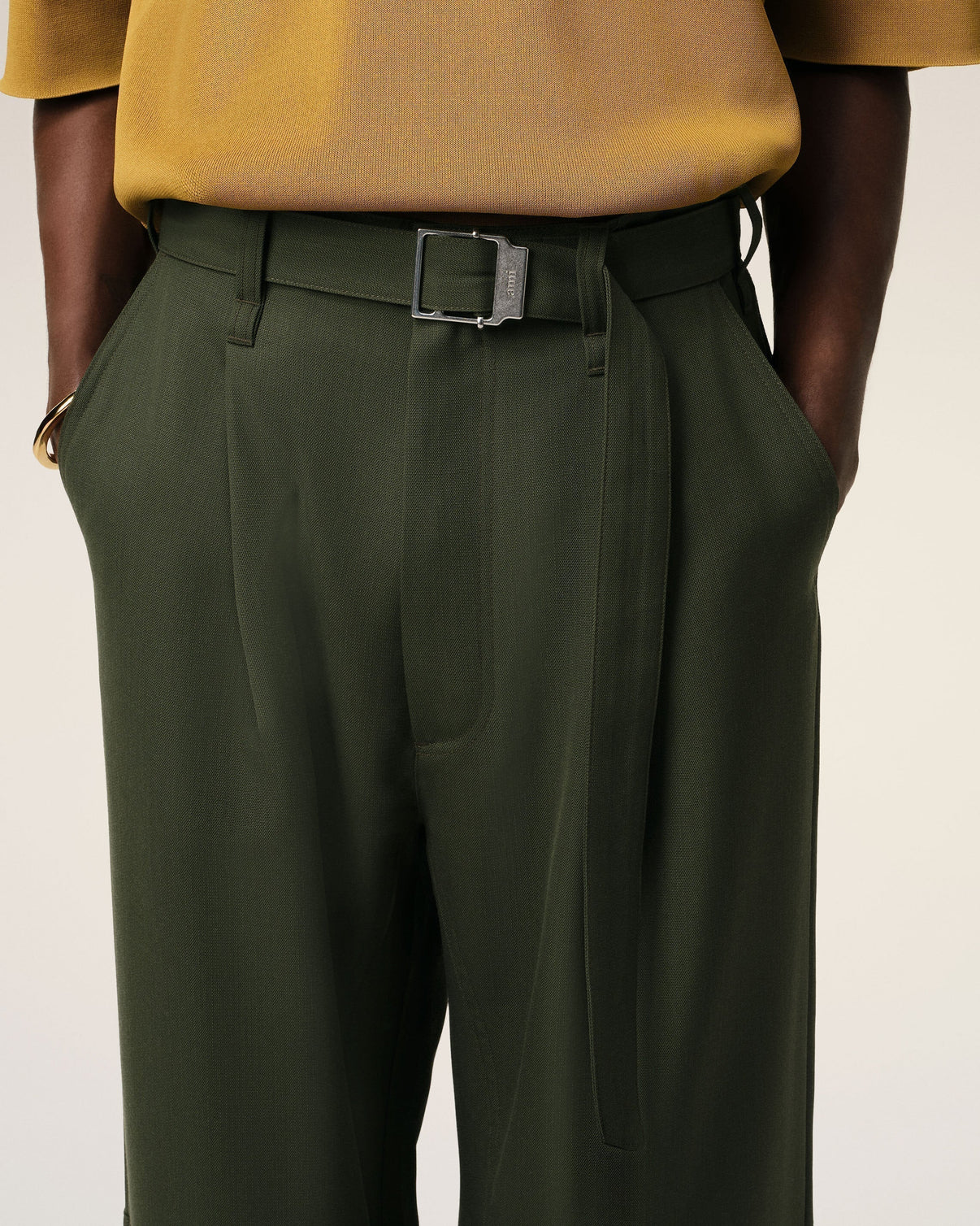 Green Wool Cargo Trousers