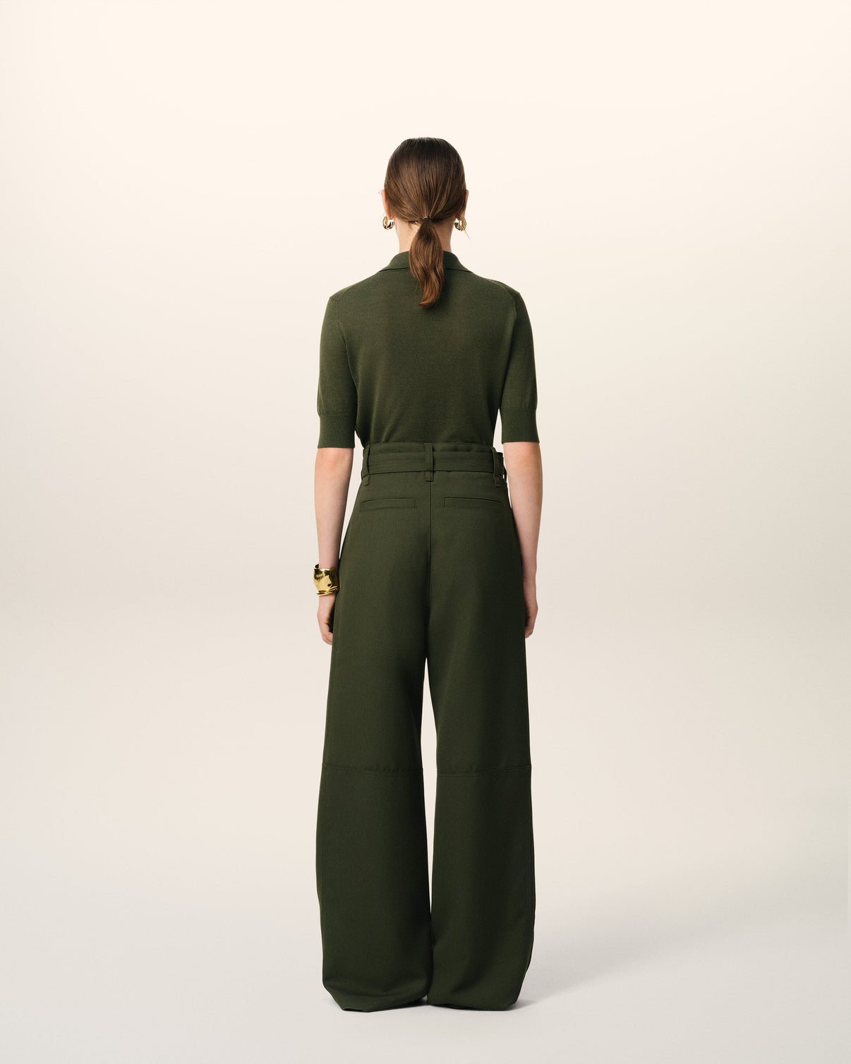 Green Wool Cargo Trousers
