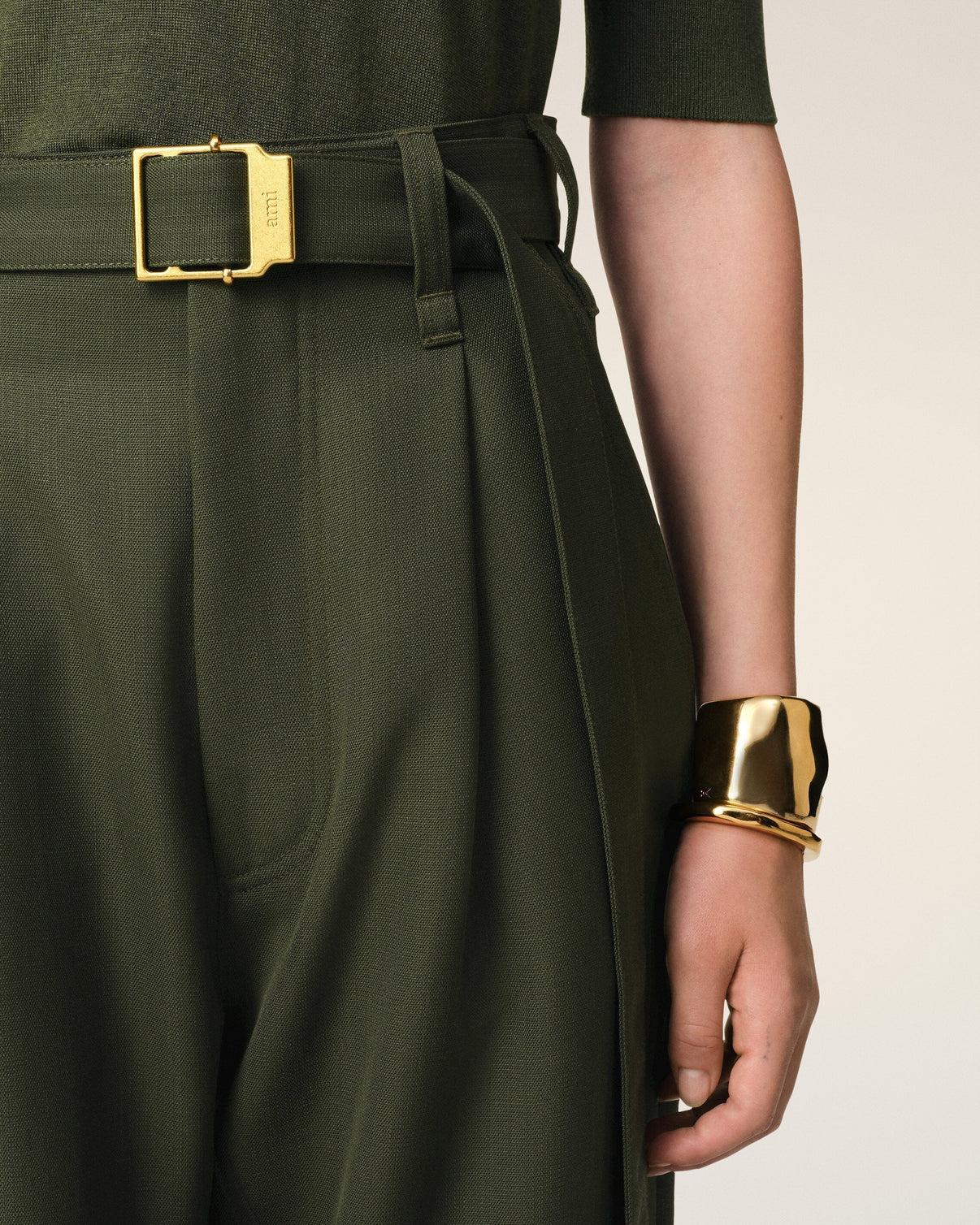 Green Wool Cargo Trousers
