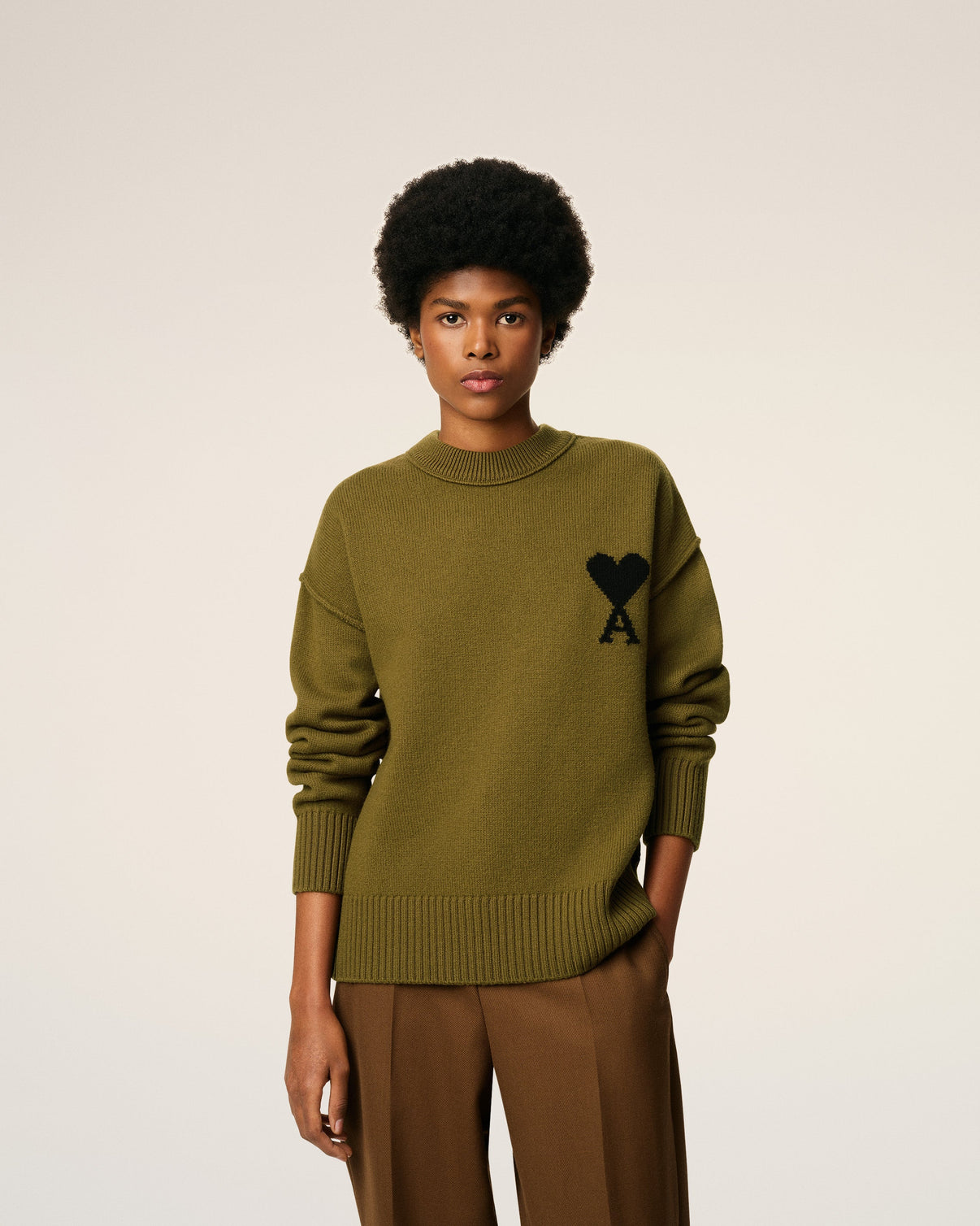 Green Wool Crewneck Sweater