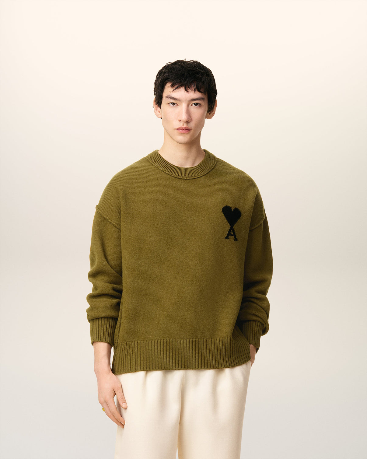 Green Wool Crewneck Sweater