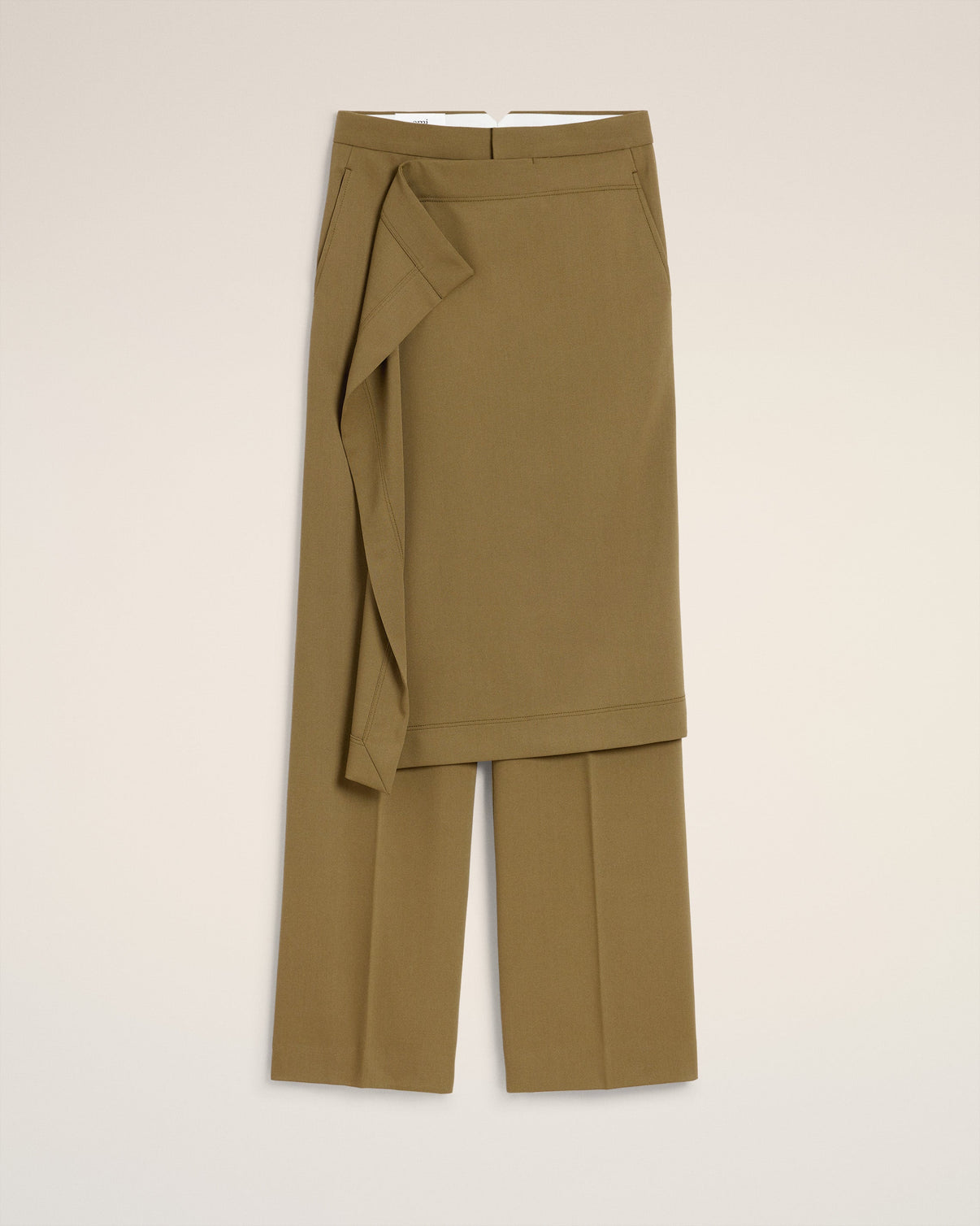 Green Wool Front Panel Large Trousers
