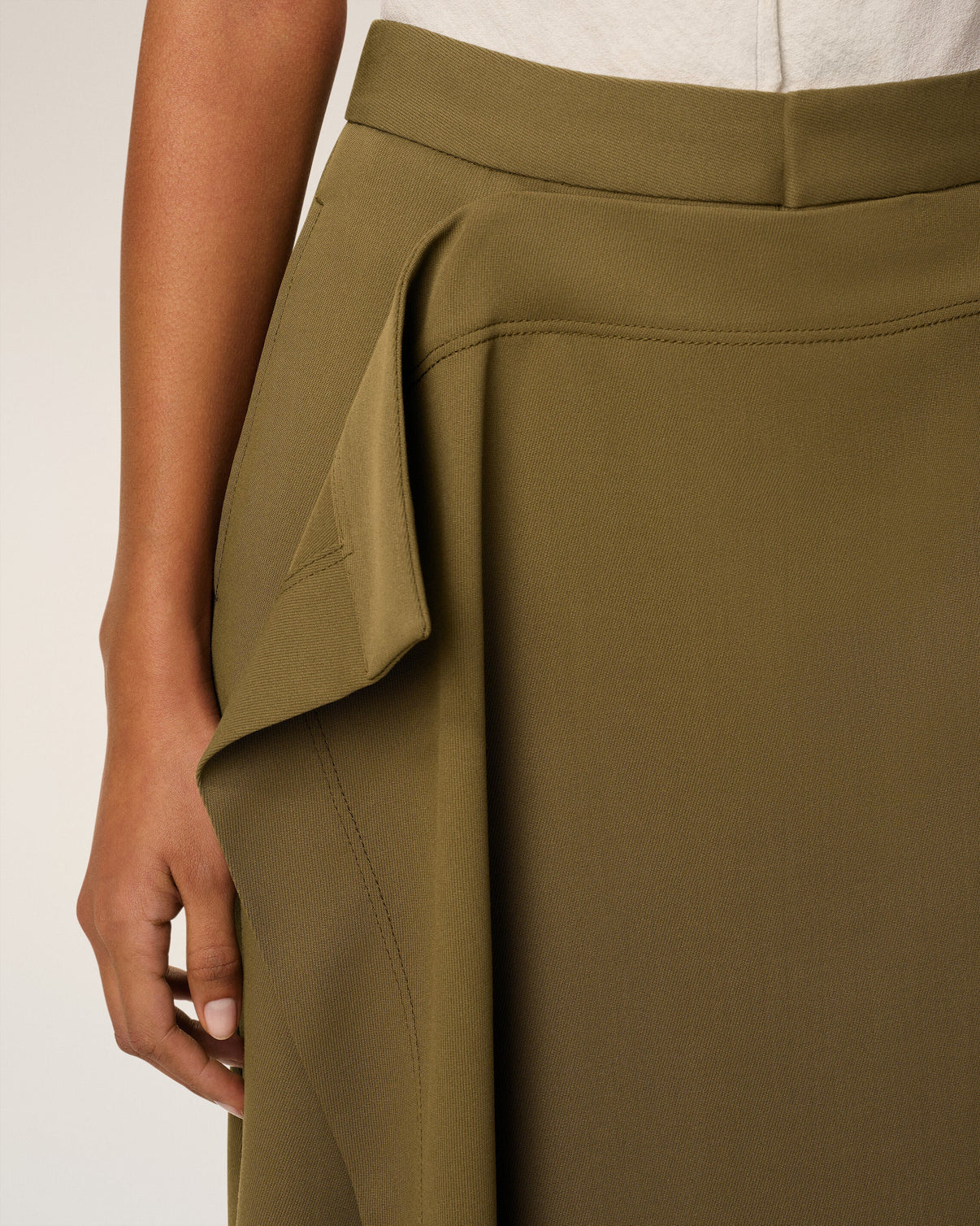 Green Wool Front Panel Large Trousers