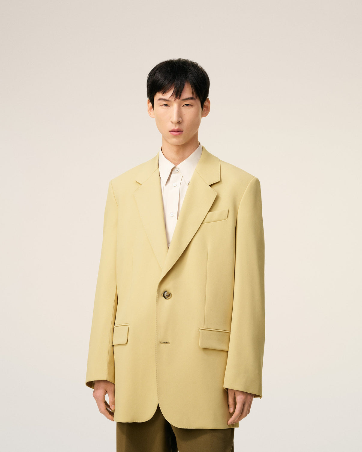 Green Wool Loose Double Breasted Jacket