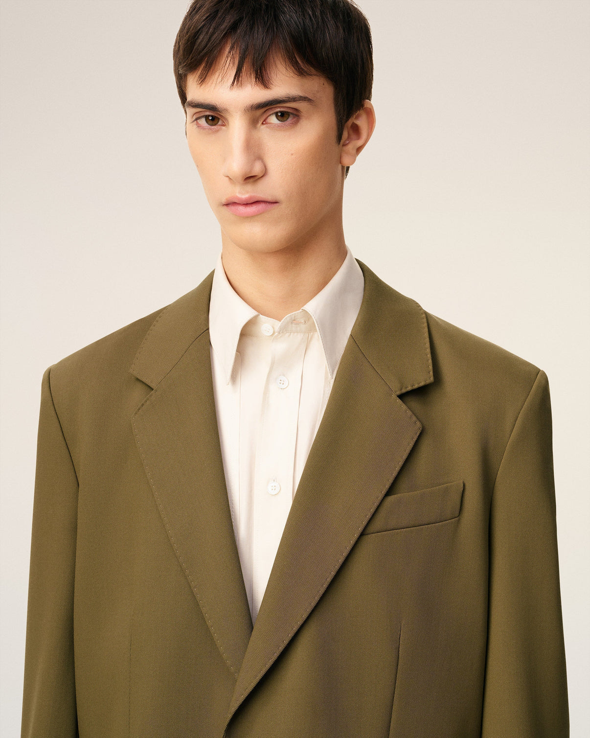 Green Wool Loose Double Breasted Jacket
