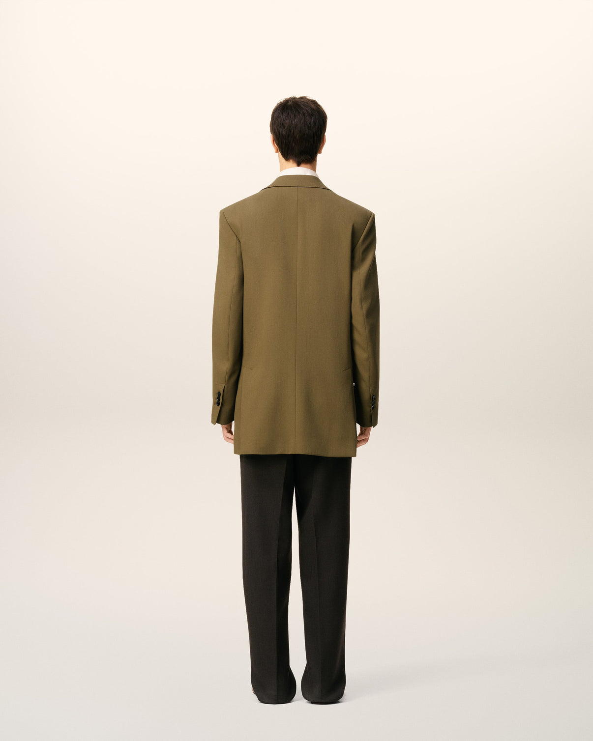 Green Wool Loose Double Breasted Jacket