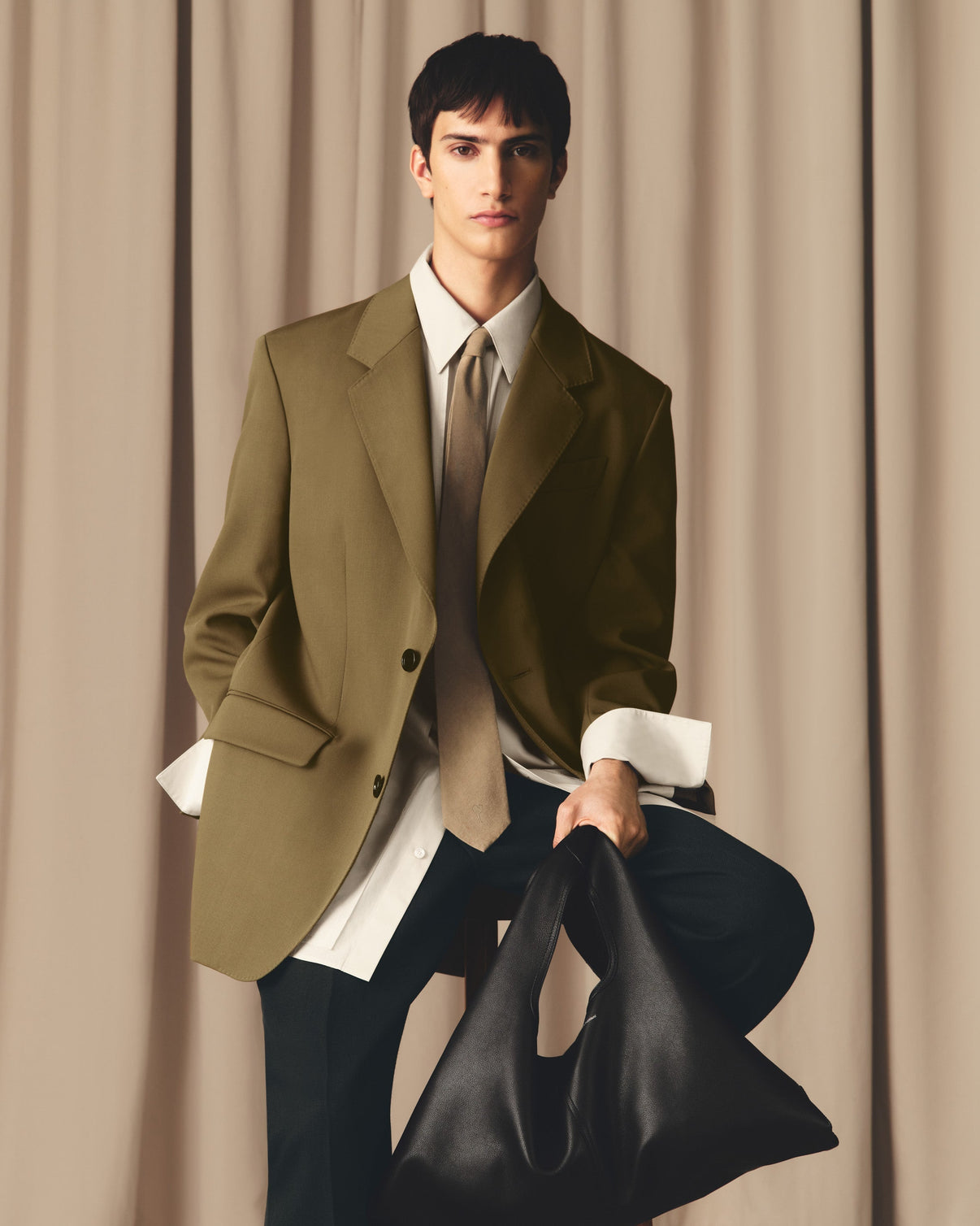 Green Wool Loose Double Breasted Jacket