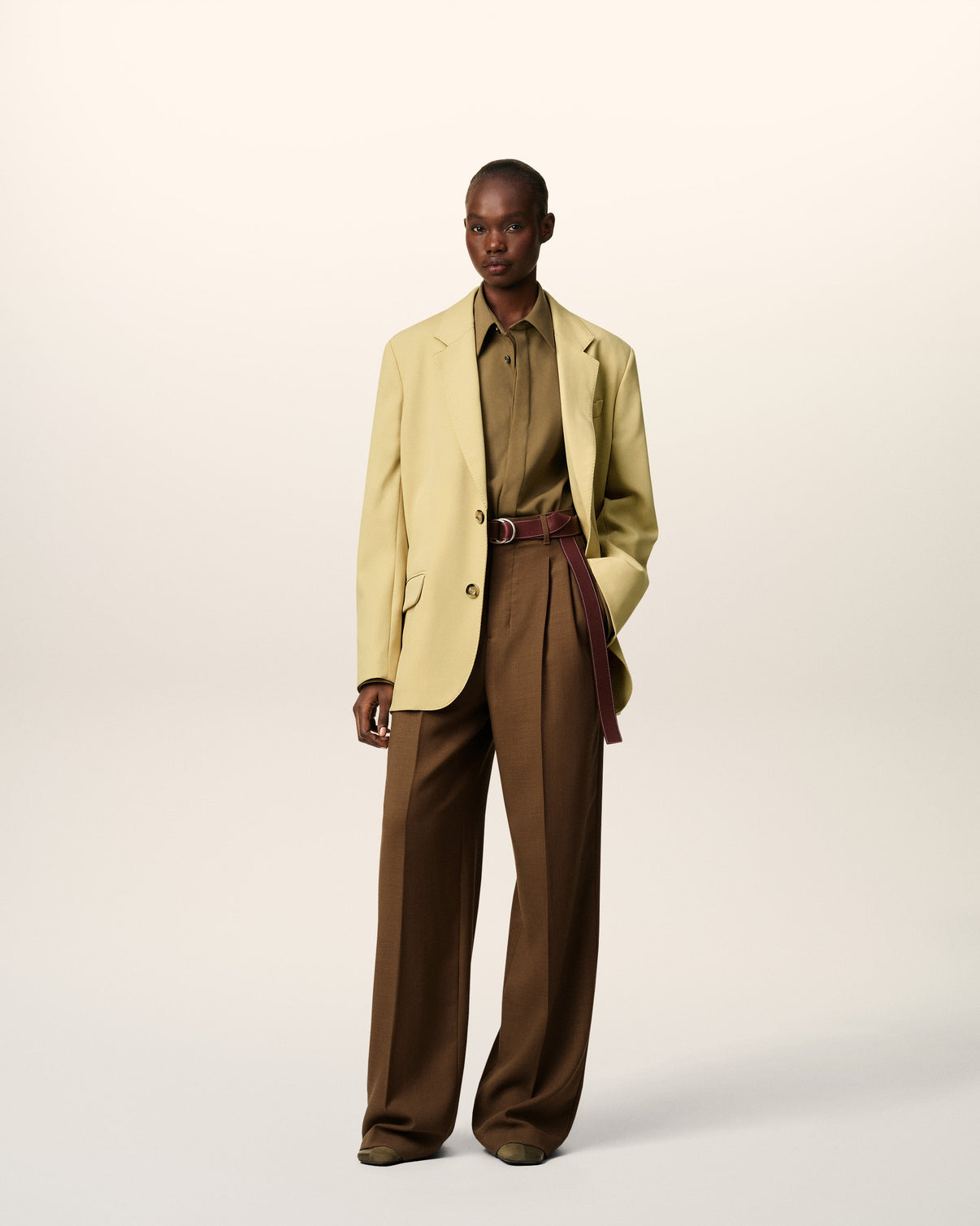 Green Wool Loose Single Breasted Jacket