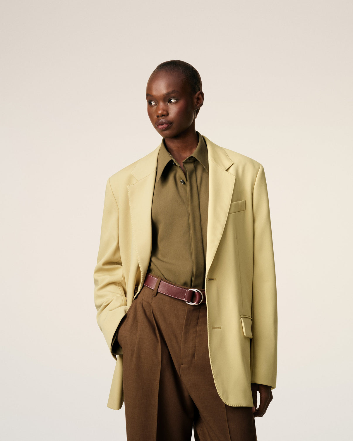 Green Wool Loose Single Breasted Jacket