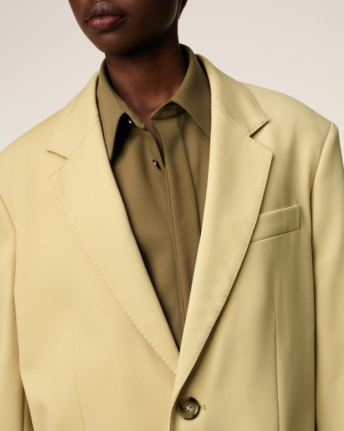 Green Wool Loose Single Breasted Jacket