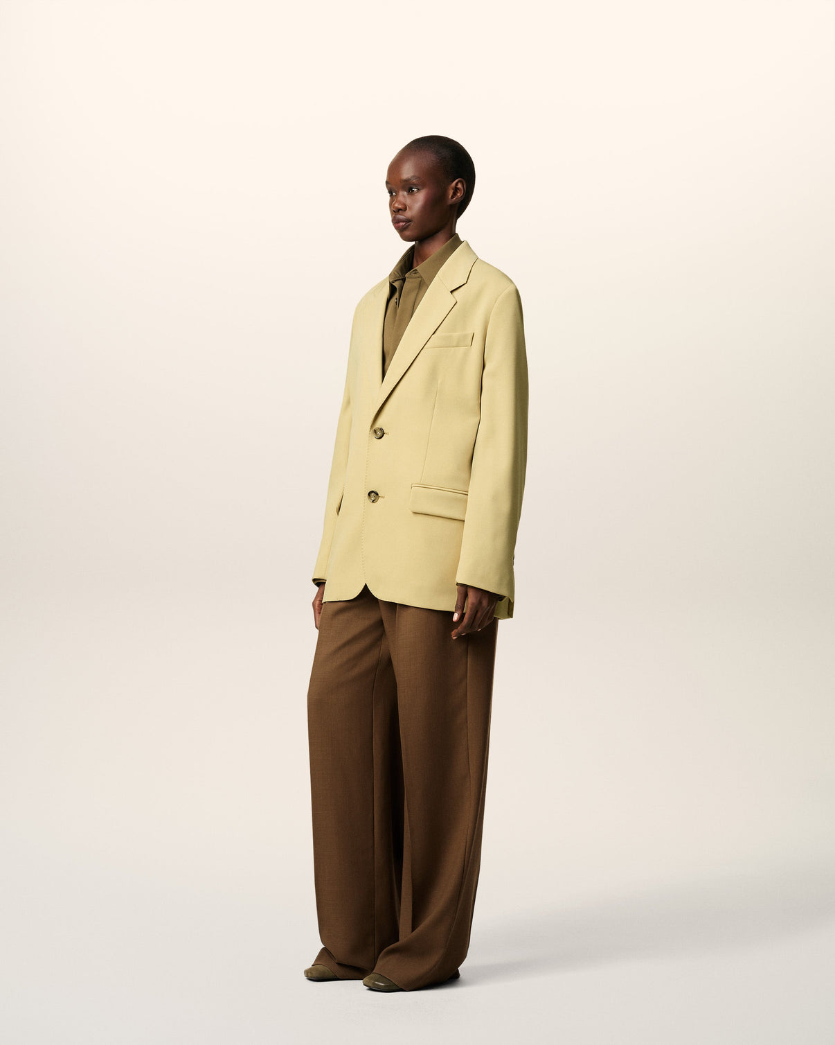 Green Wool Loose Single Breasted Jacket
