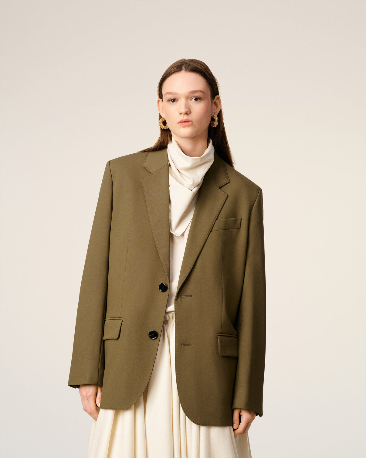 Green Wool Loose Single Breasted Jacket