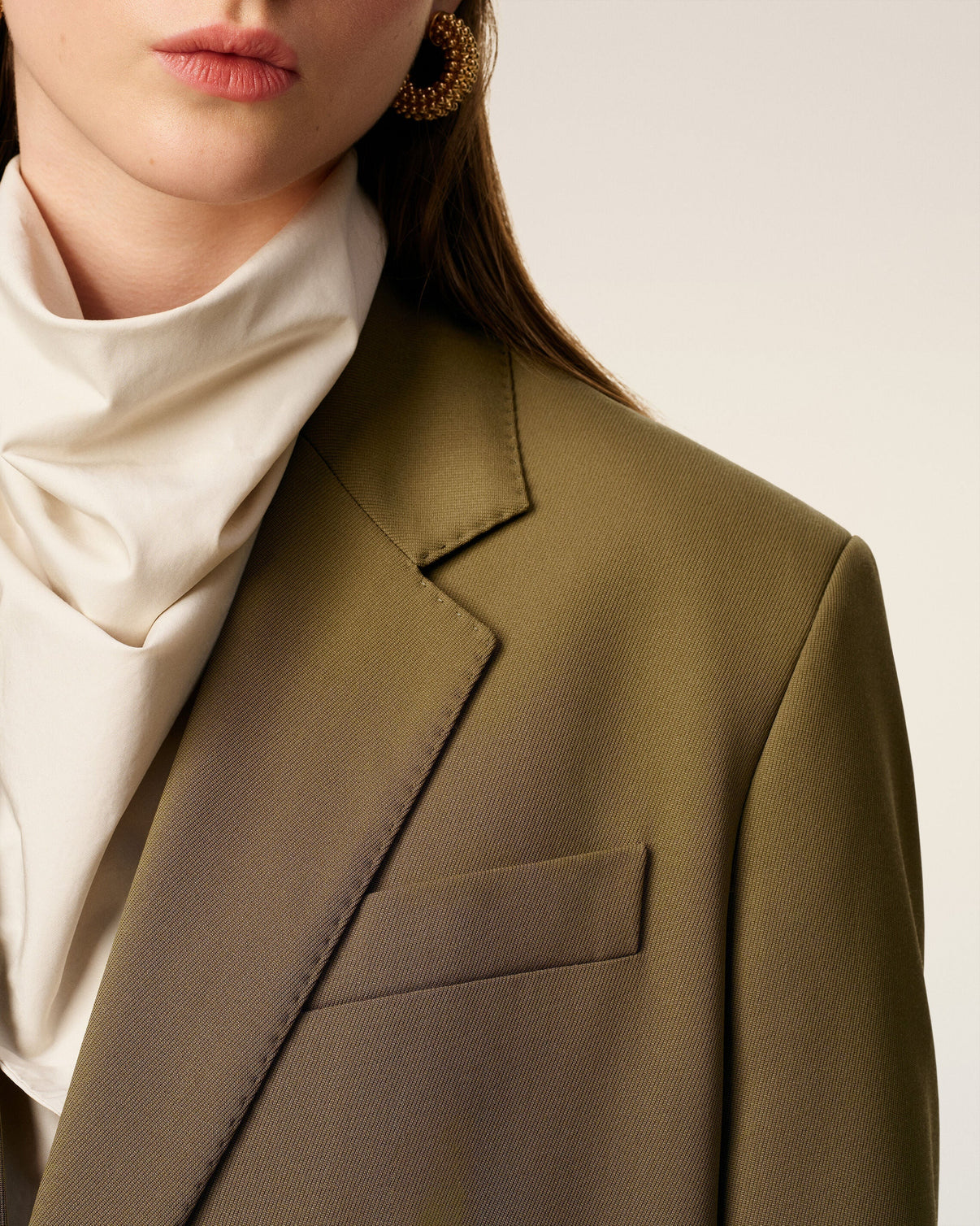 Green Wool Loose Single Breasted Jacket
