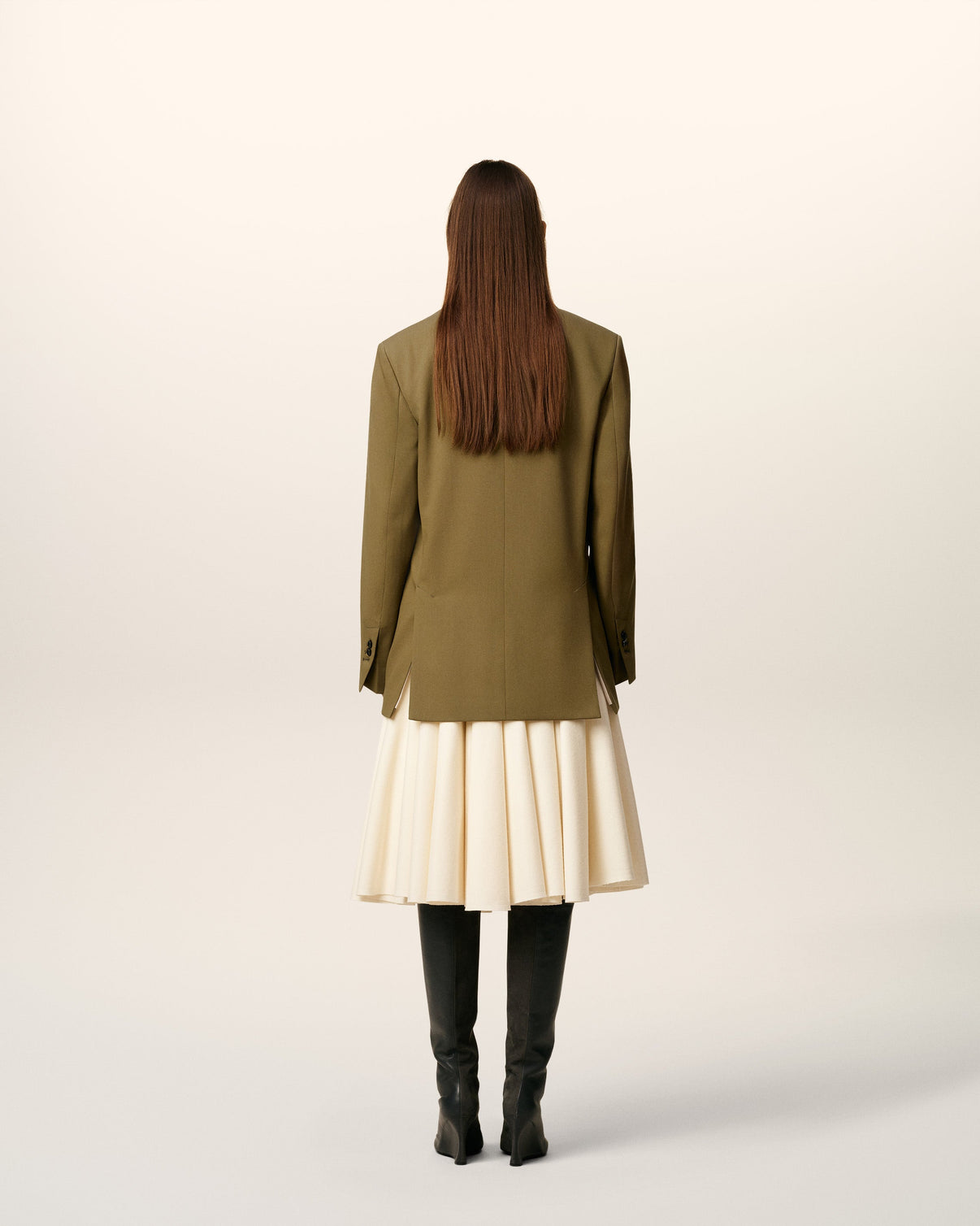 Green Wool Loose Single Breasted Jacket