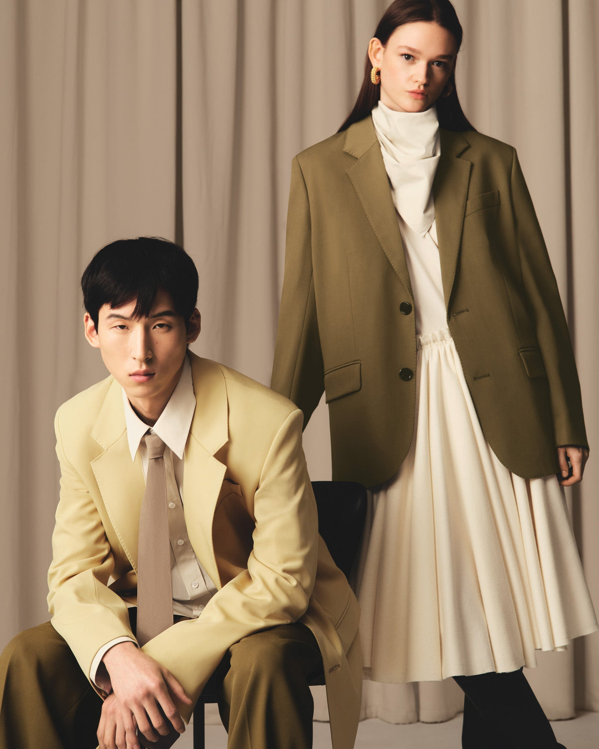 Green Wool Loose Single Breasted Jacket