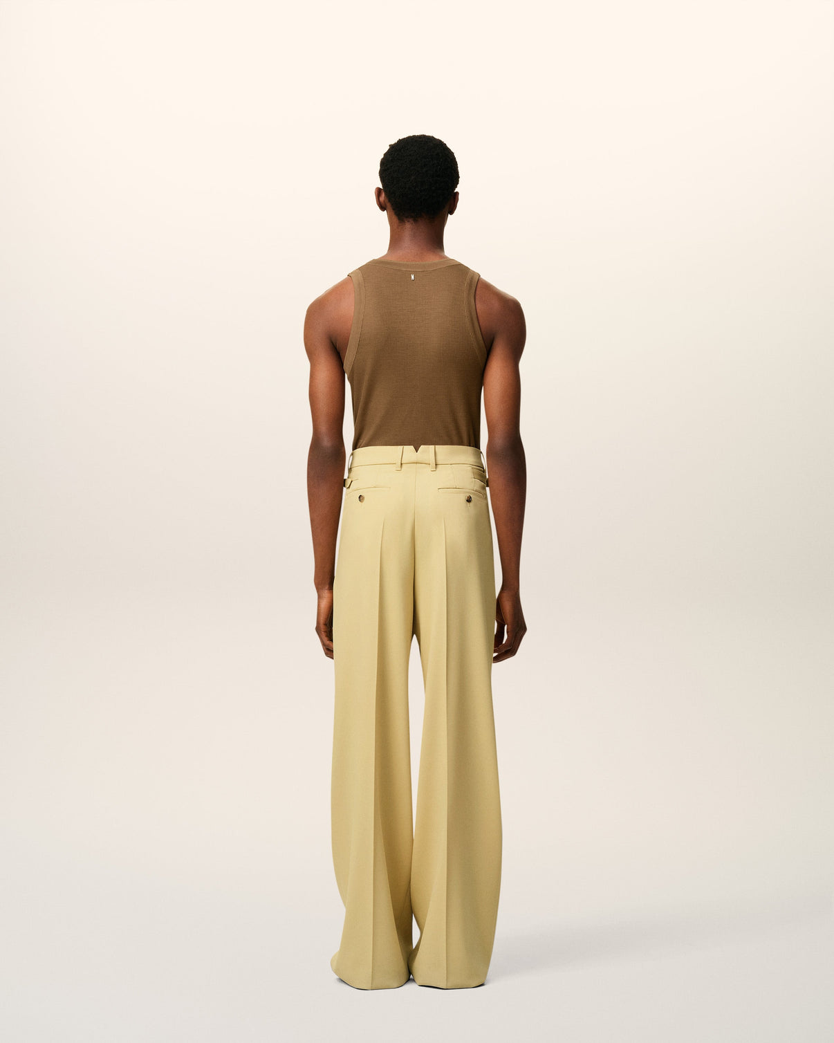 Green Wool Low Waist Wide Trousers