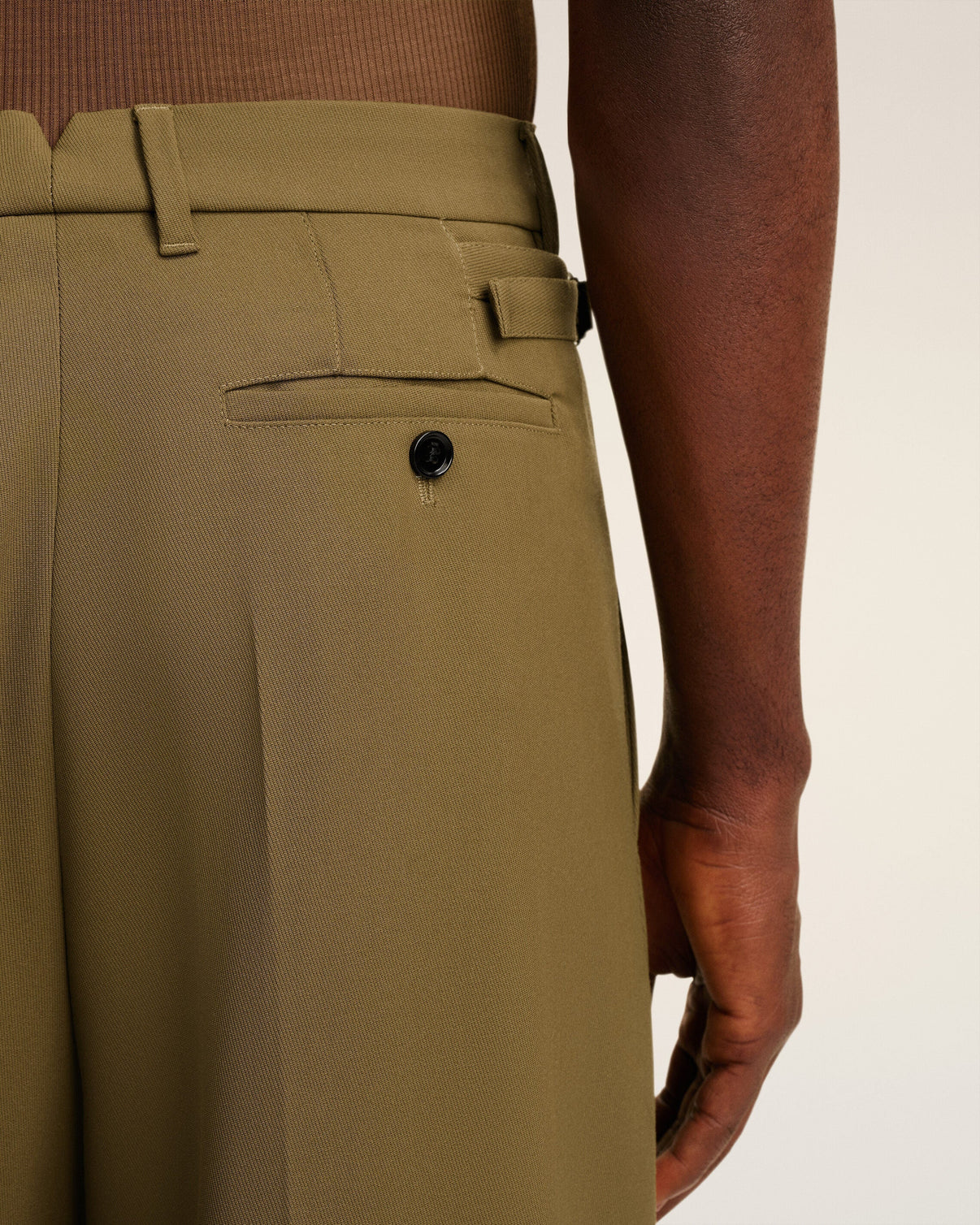 Green Wool Low Waist Wide Trousers