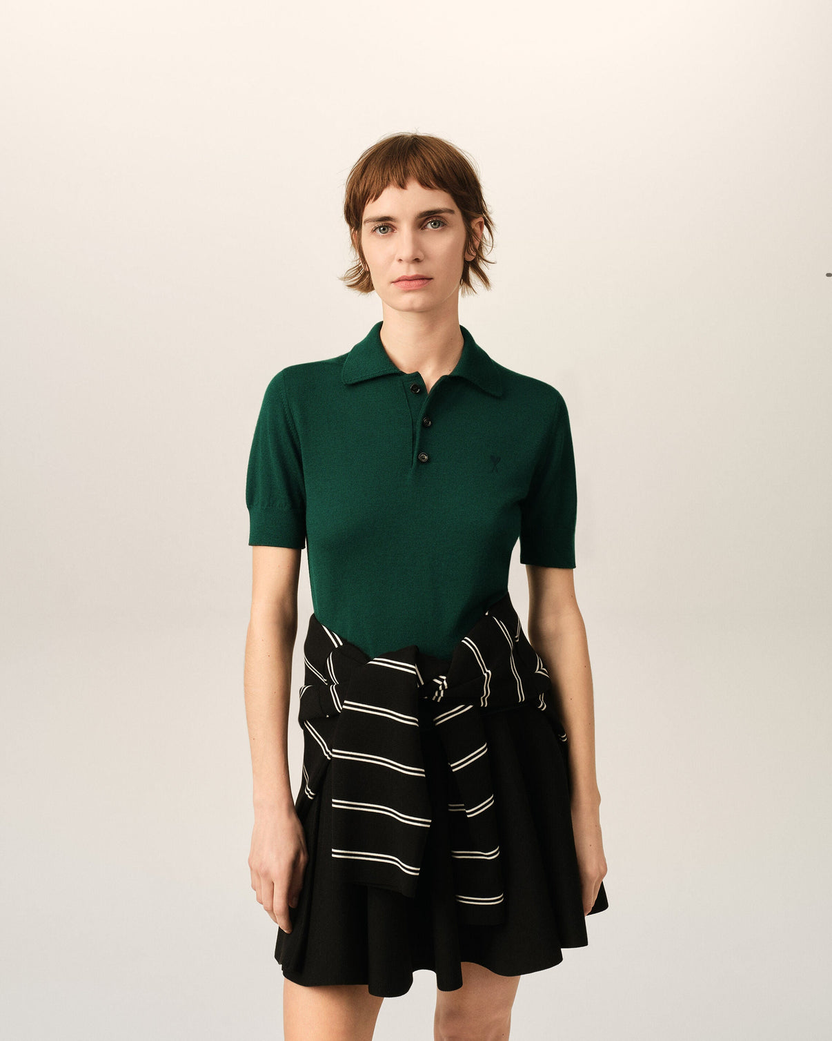 Green wool polo with