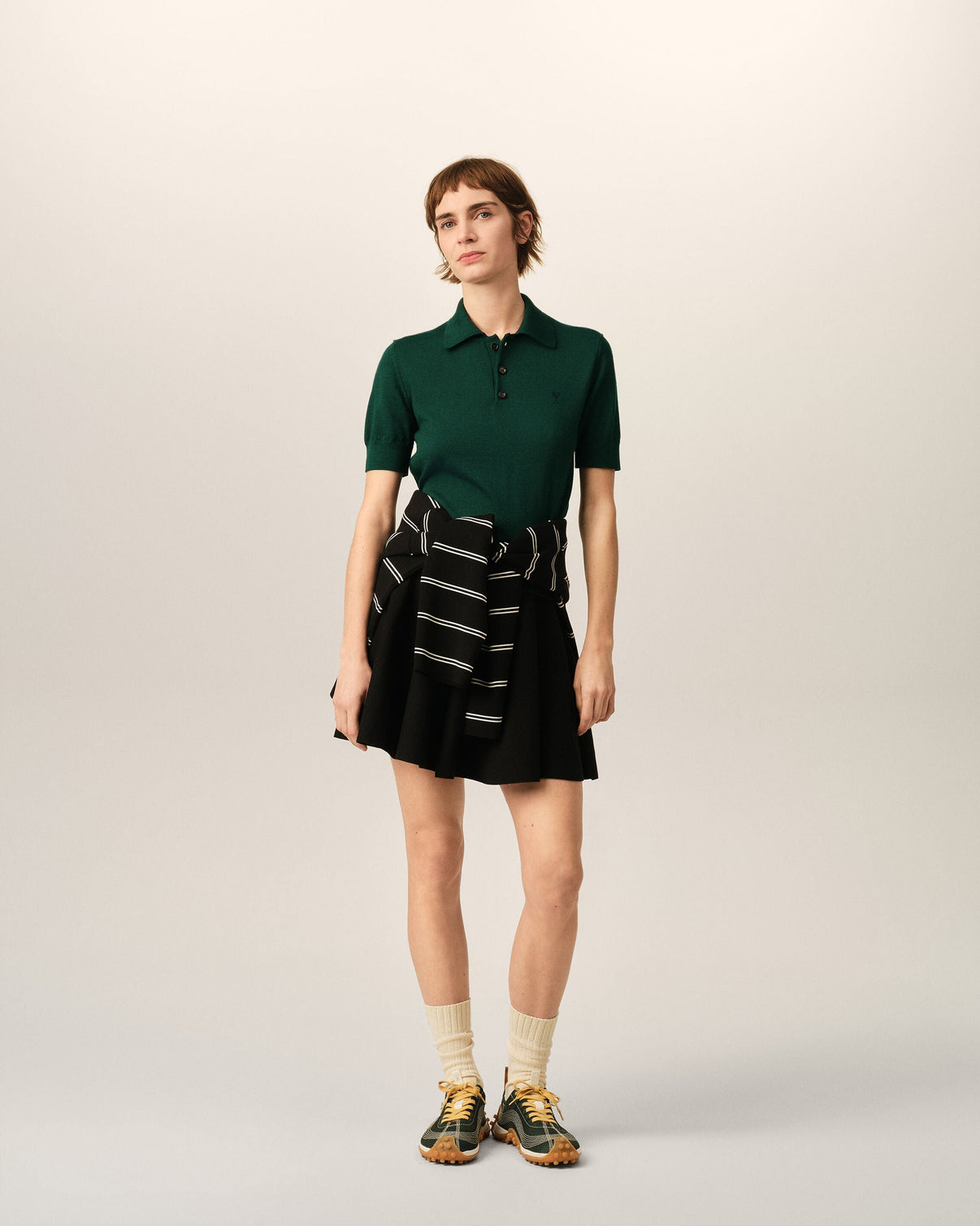 Green wool polo with