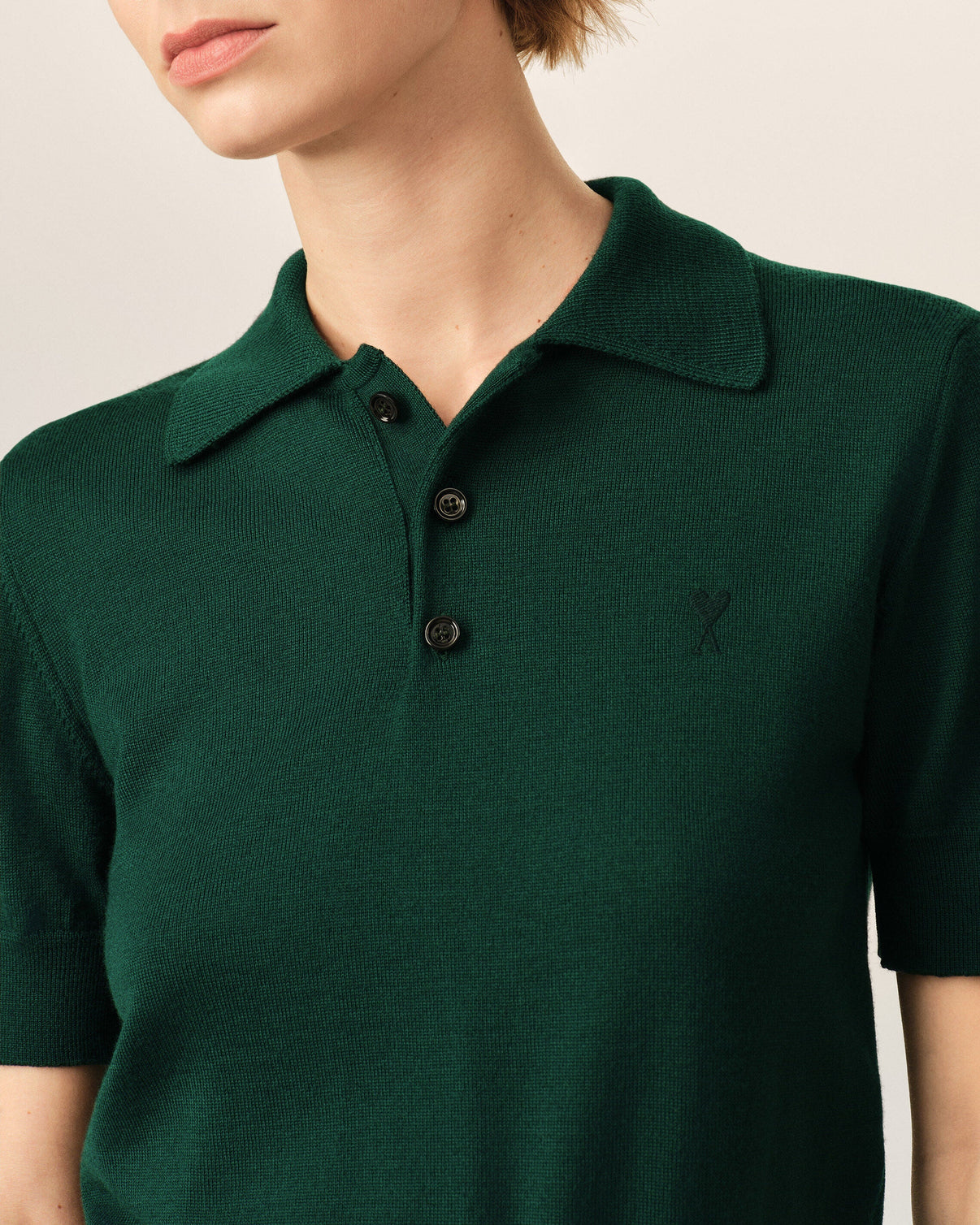 Green wool polo with