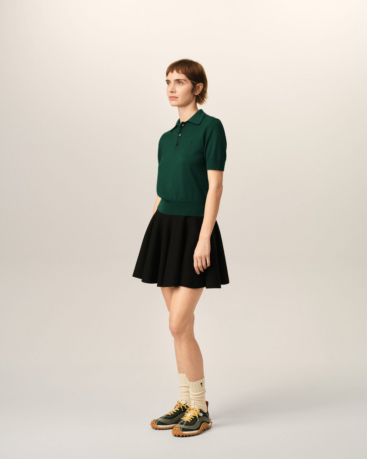 Green wool polo with