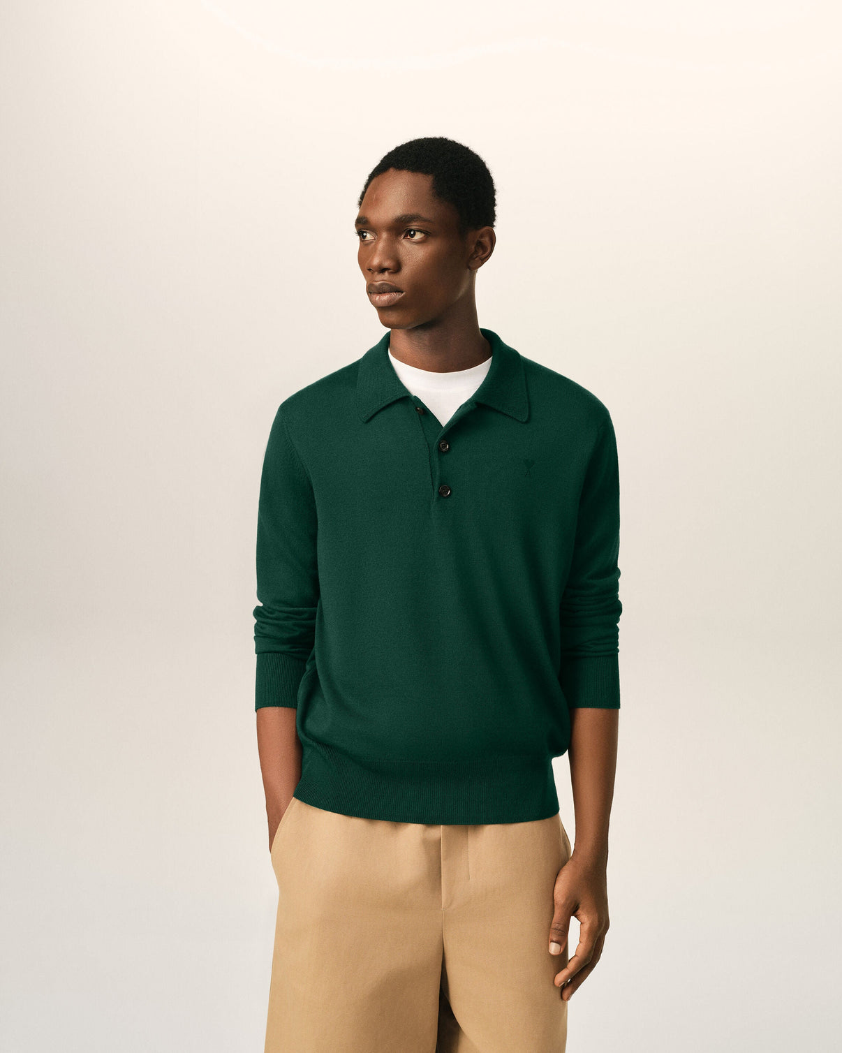 Green wool polo with