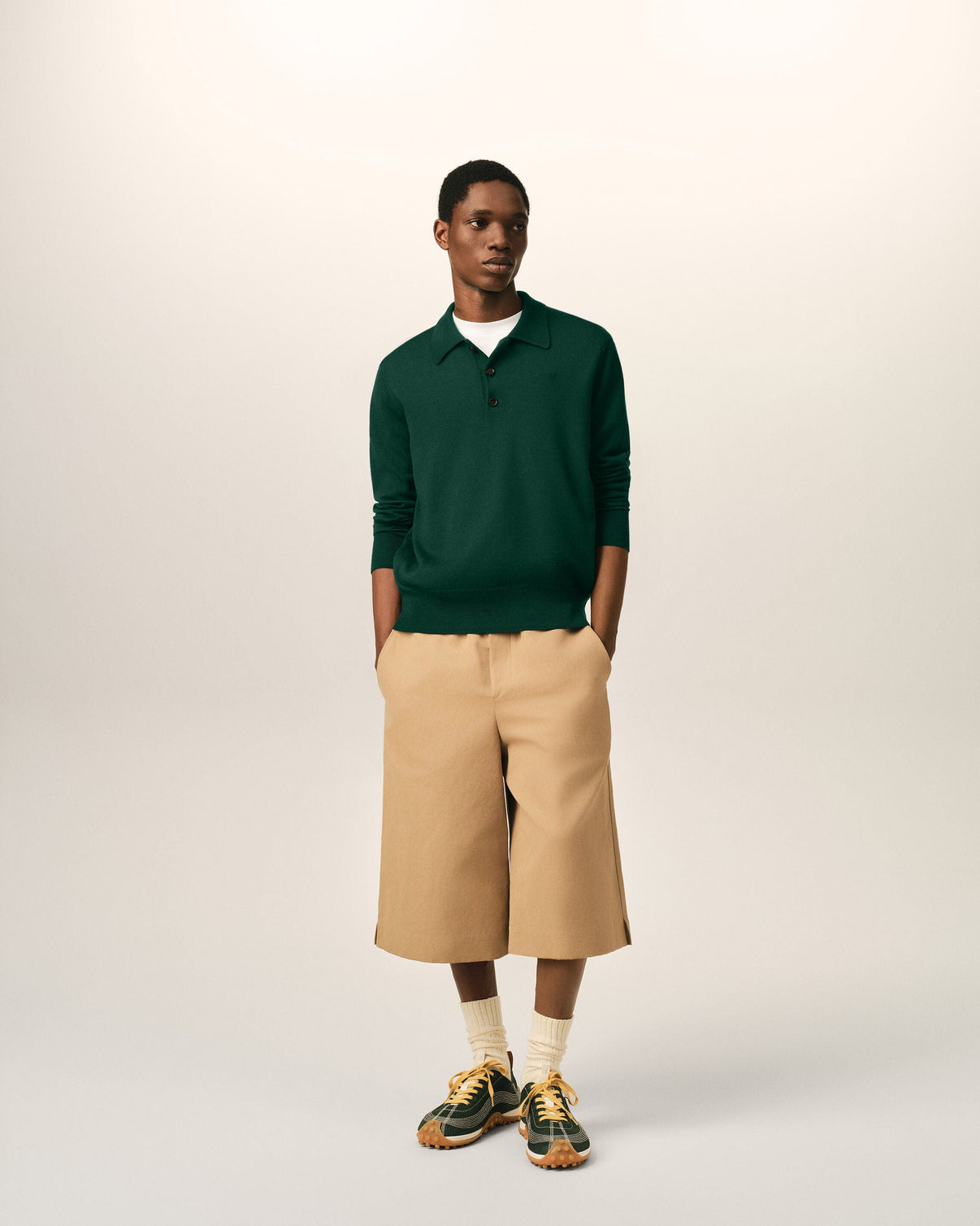 Green wool polo with