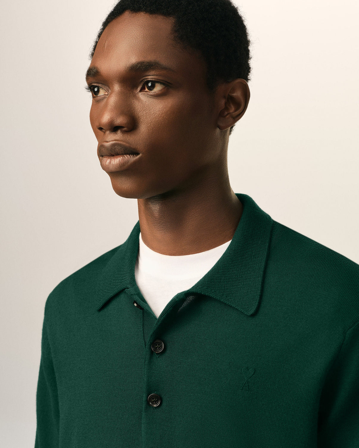 Green wool polo with