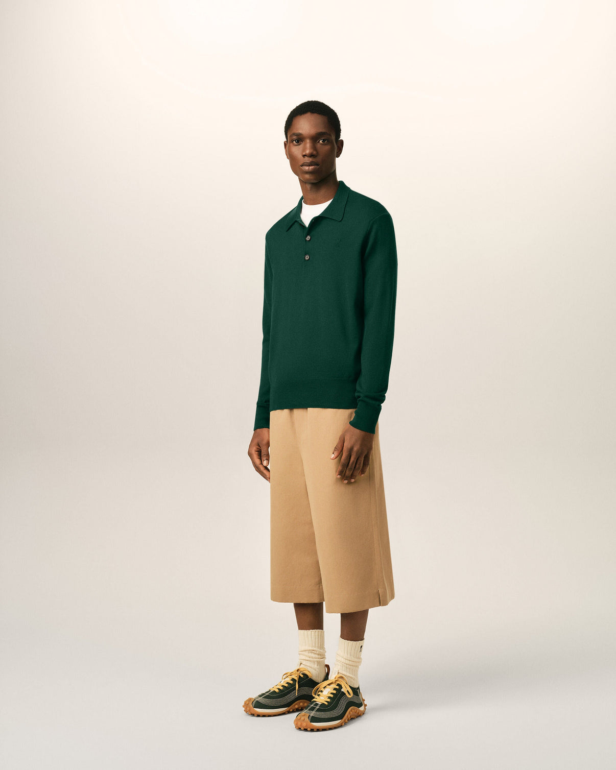 Green wool polo with