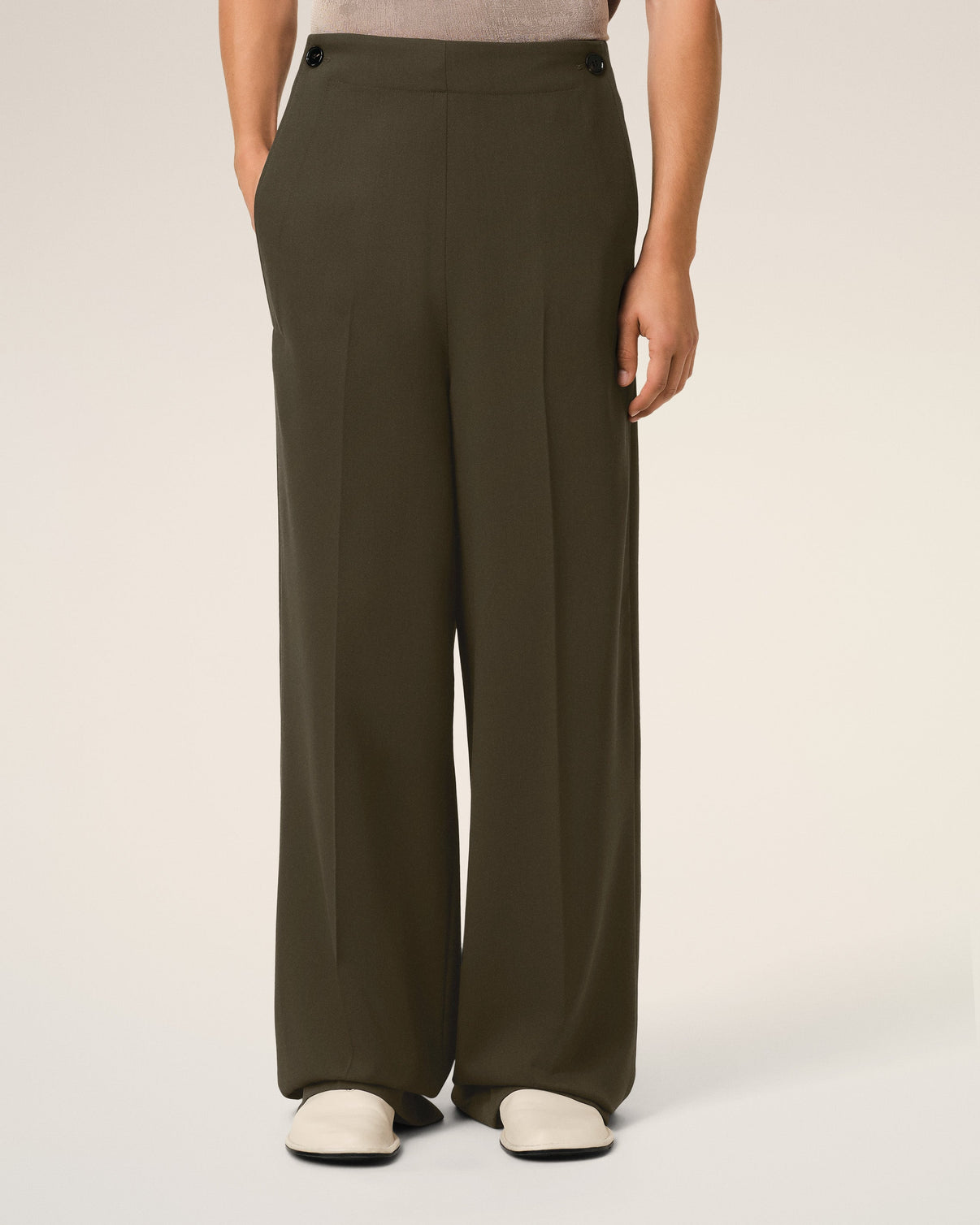 Green Wool Sailor Trousers