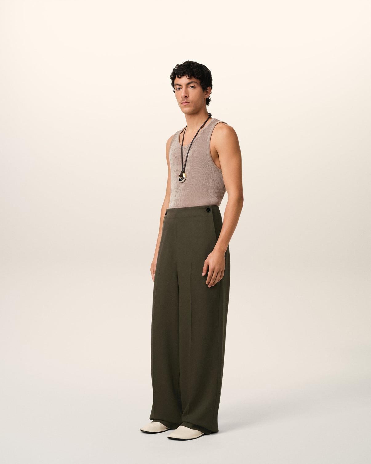 Green Wool Sailor Trousers