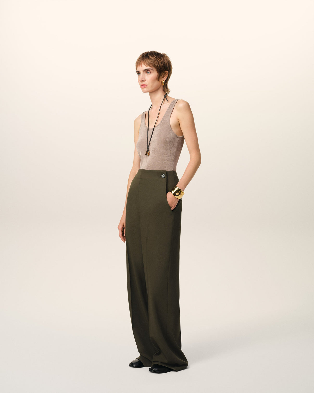 Green Wool Sailor Trousers