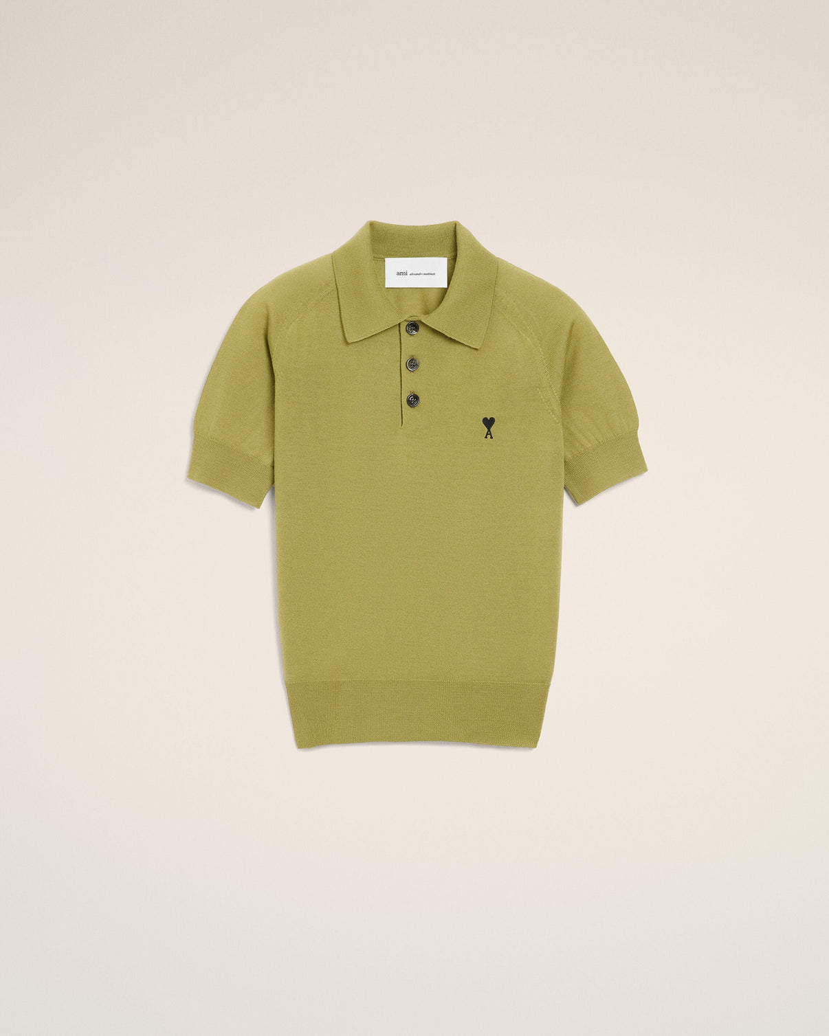Green Wool Short Sleeves Polo