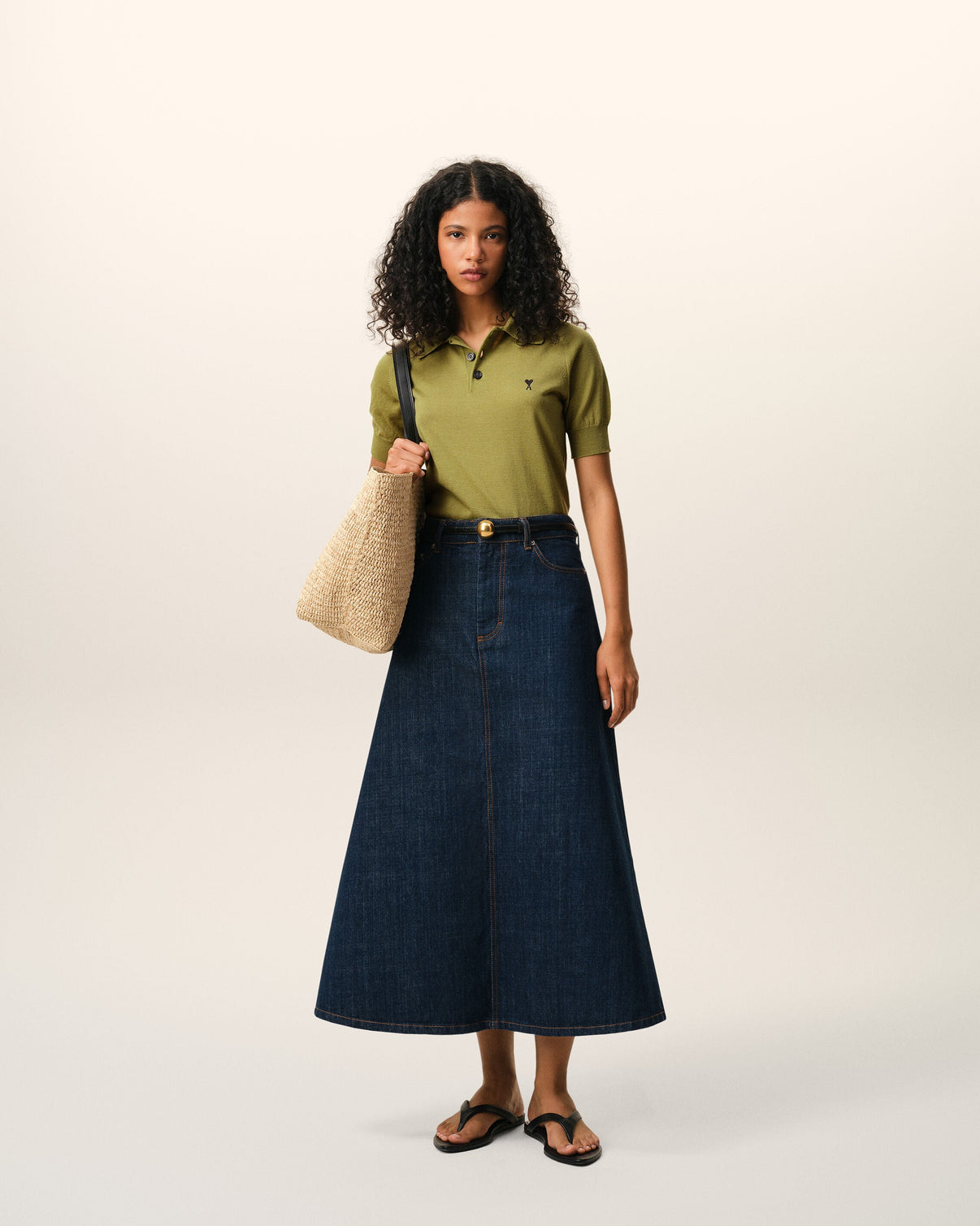 Green Wool Short Sleeves Polo