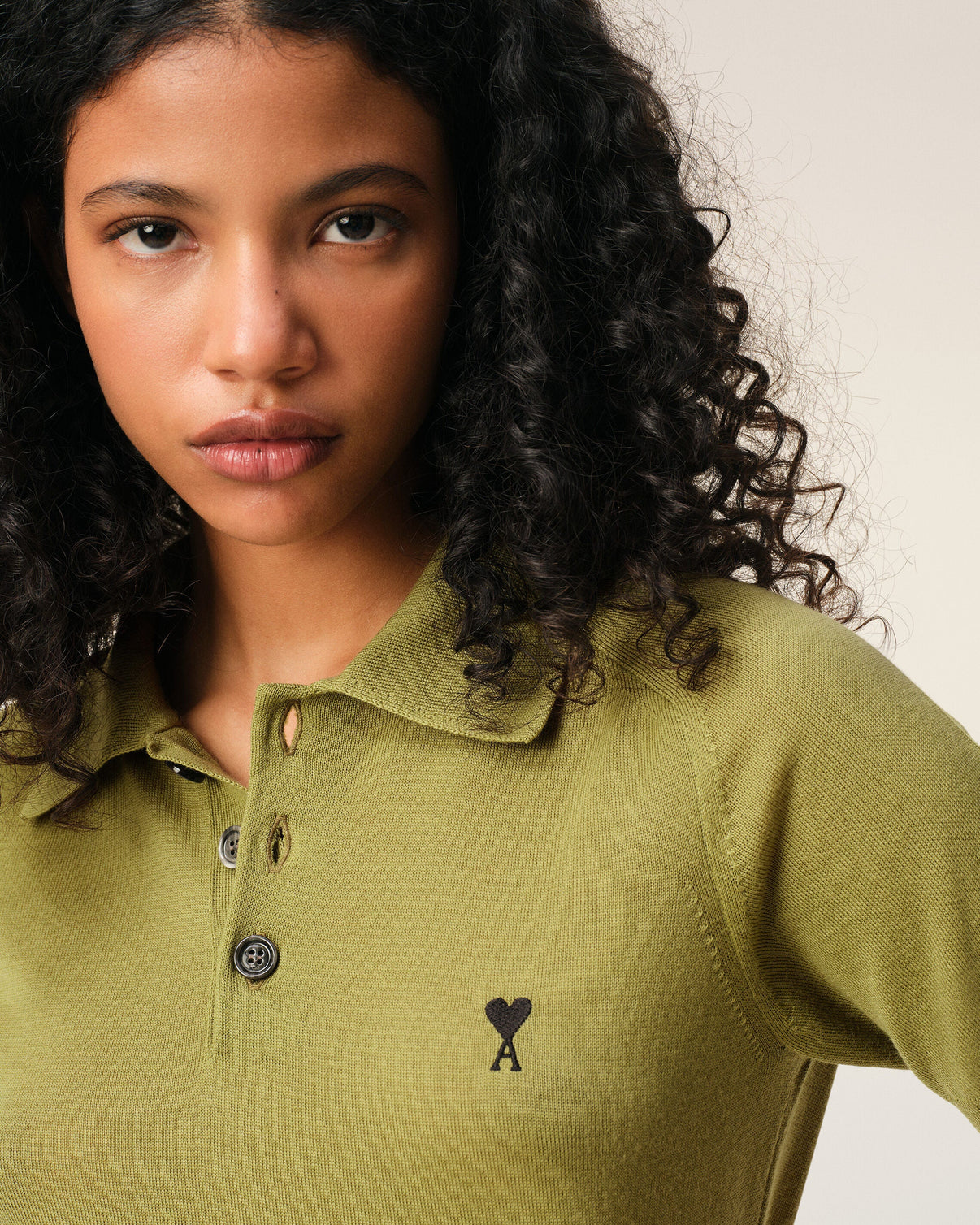 Green Wool Short Sleeves Polo