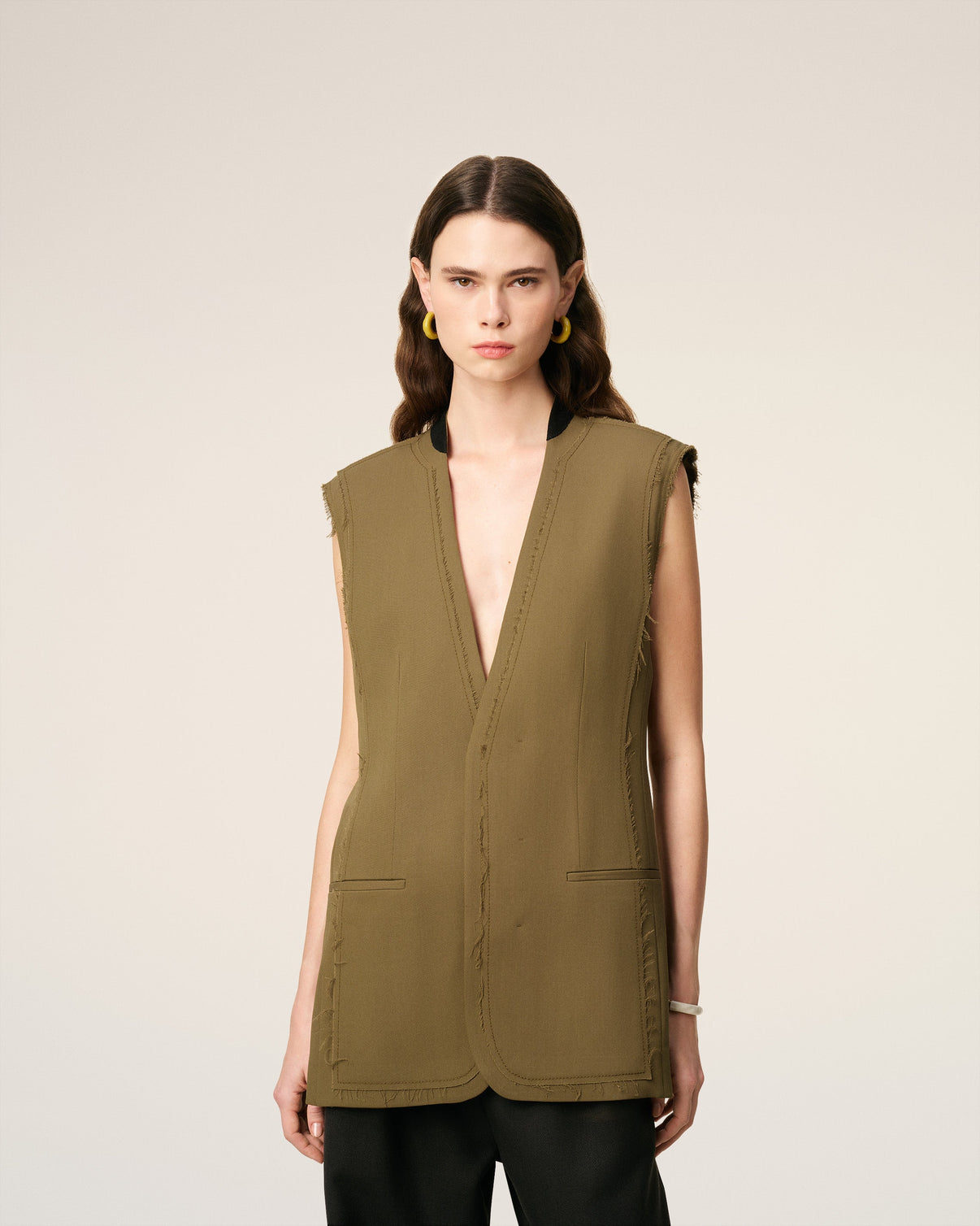 Green Wool Sleeveless Jacket