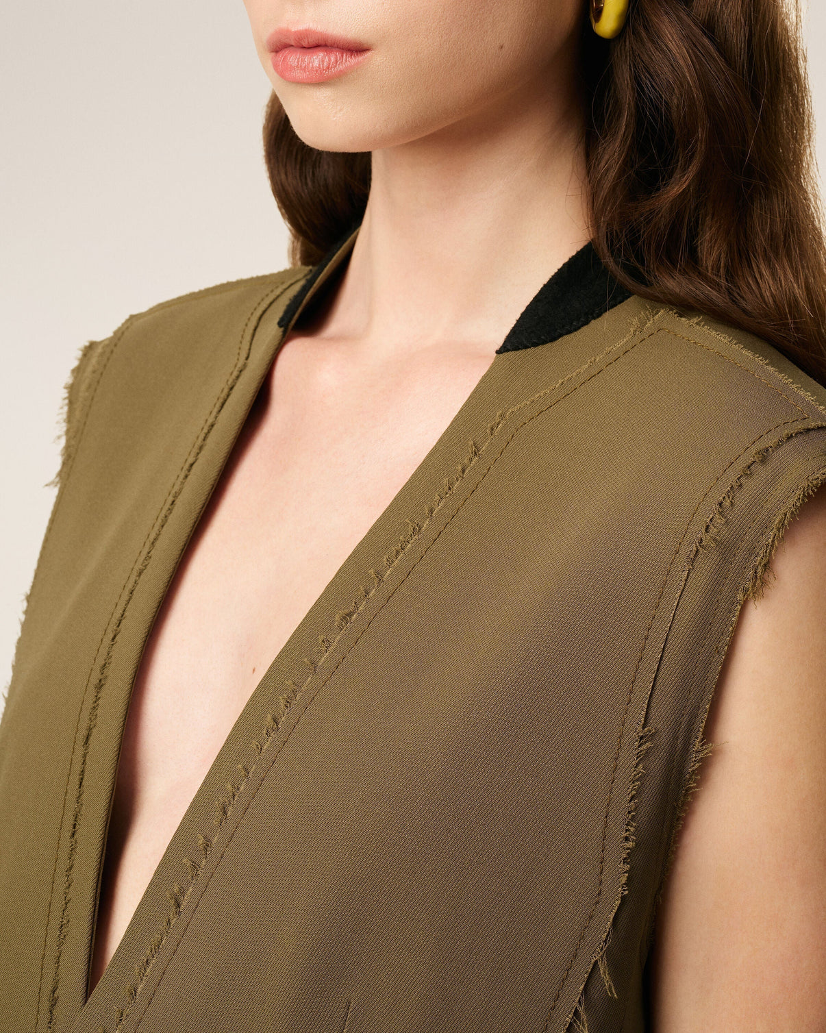 Green Wool Sleeveless Jacket