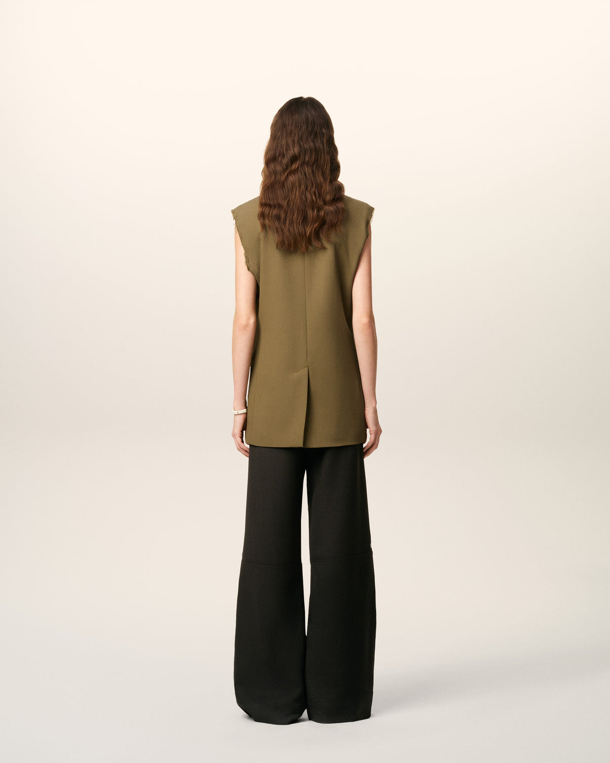 Green Wool Sleeveless Jacket
