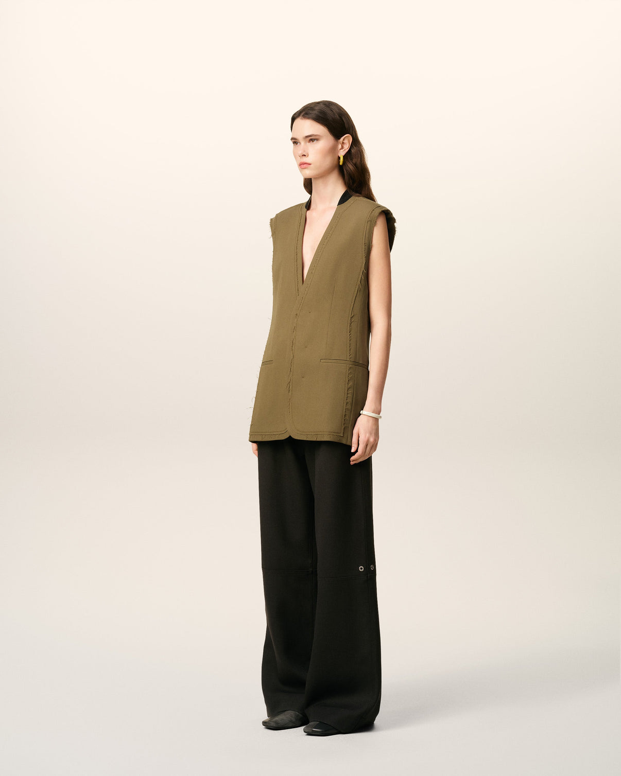 Green Wool Sleeveless Jacket