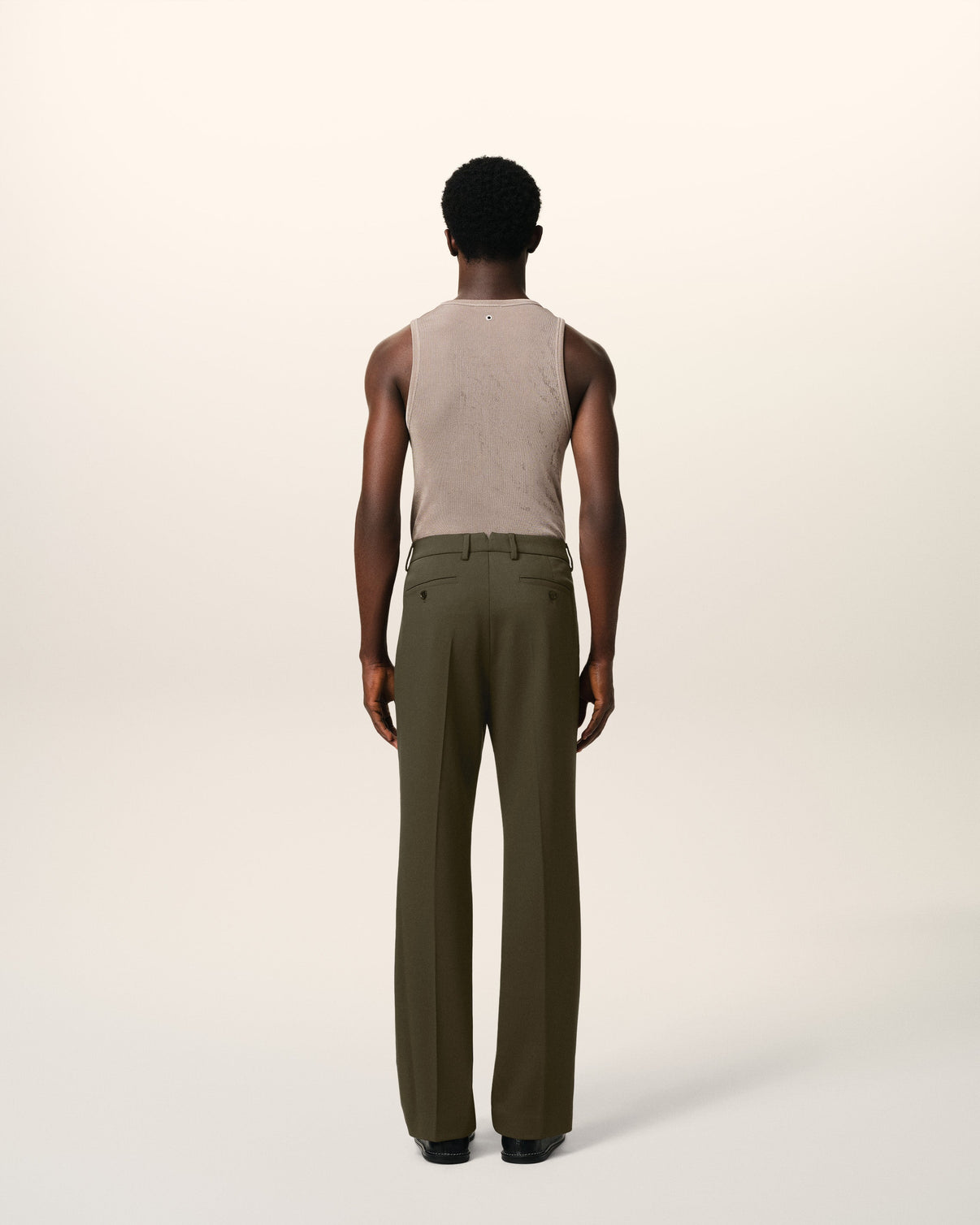 Green Wool Straight Fit Trousers