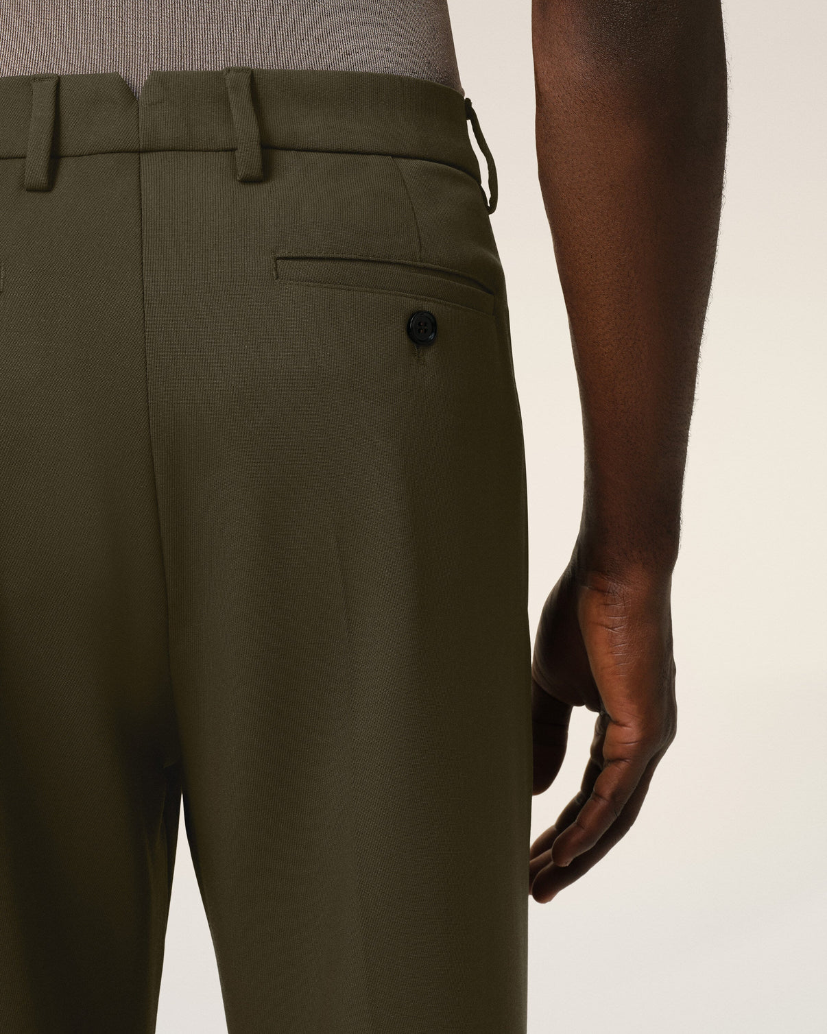 Green Wool Straight Fit Trousers