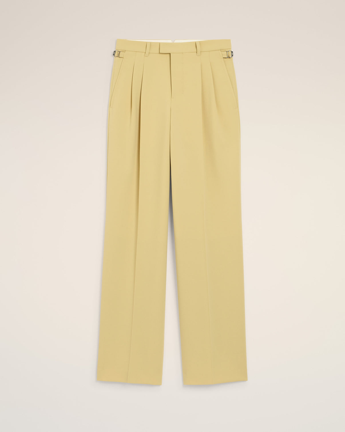 Green Wool Tabs Wide Trousers