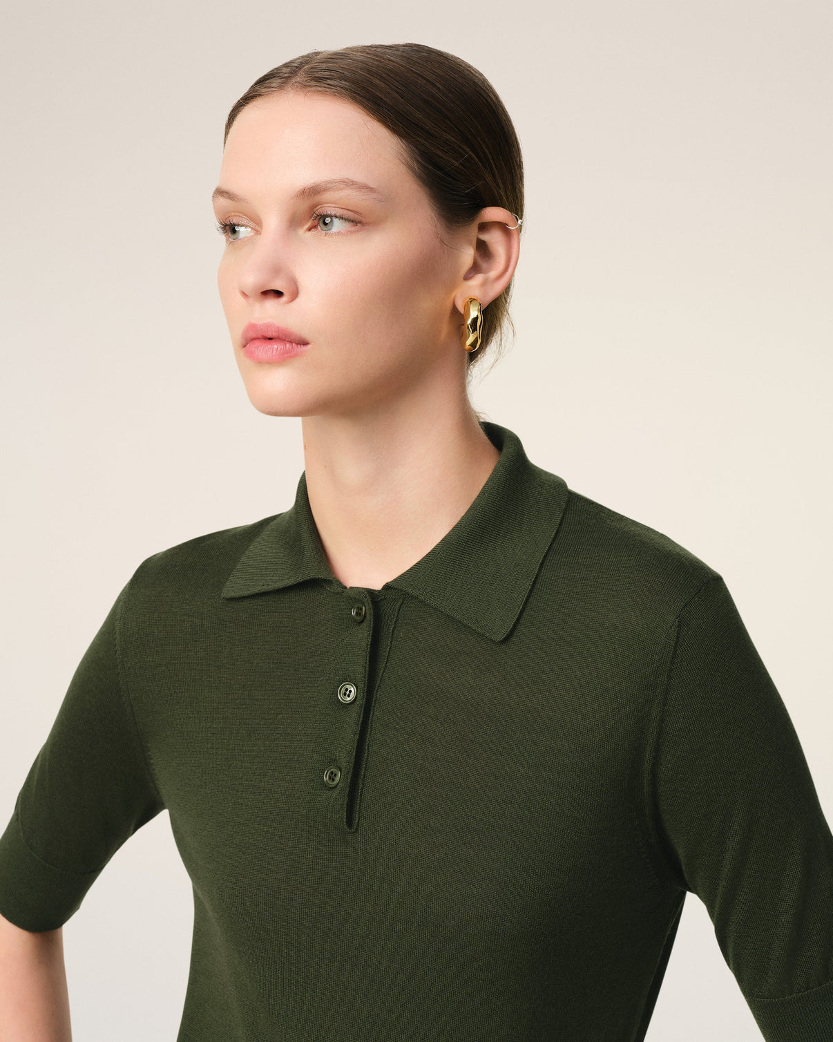 Green Wool Tonal Polo