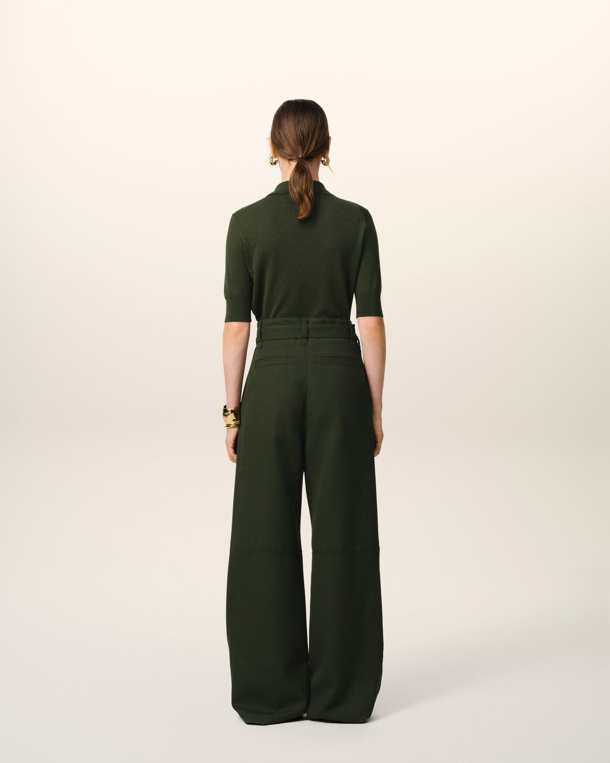 Green Wool Tonal Polo